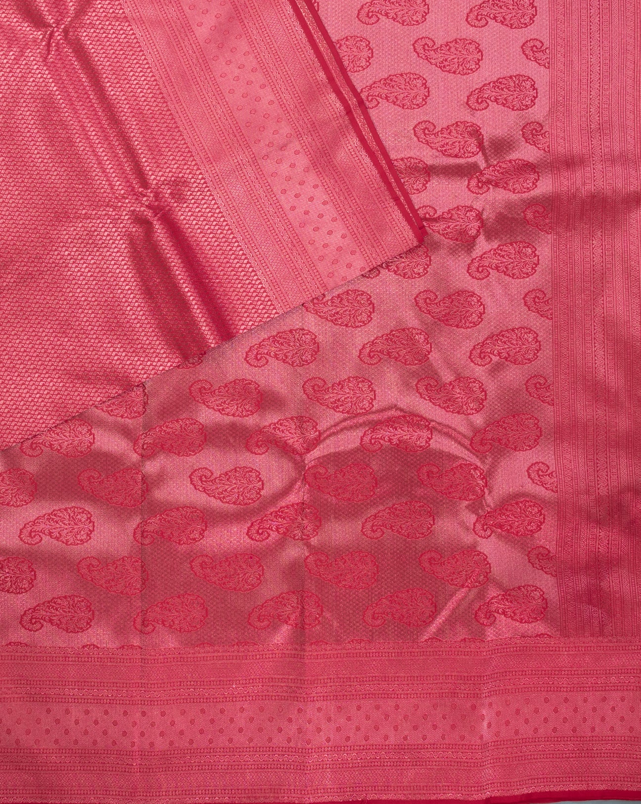 Cerise Pink Wedding Saree - swayamvara silks