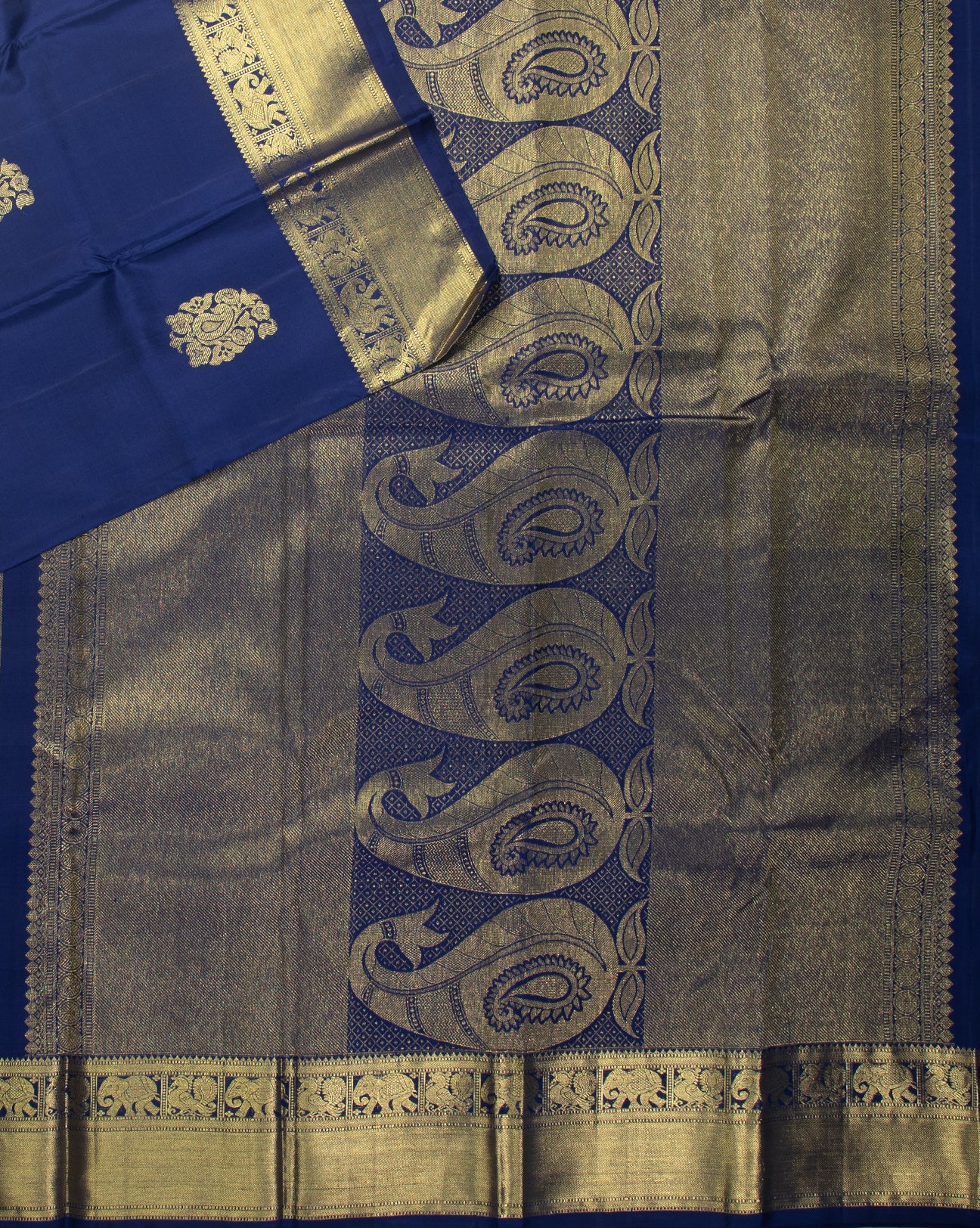 Ink Blue Kanchipuram Saree - swayamvara silks