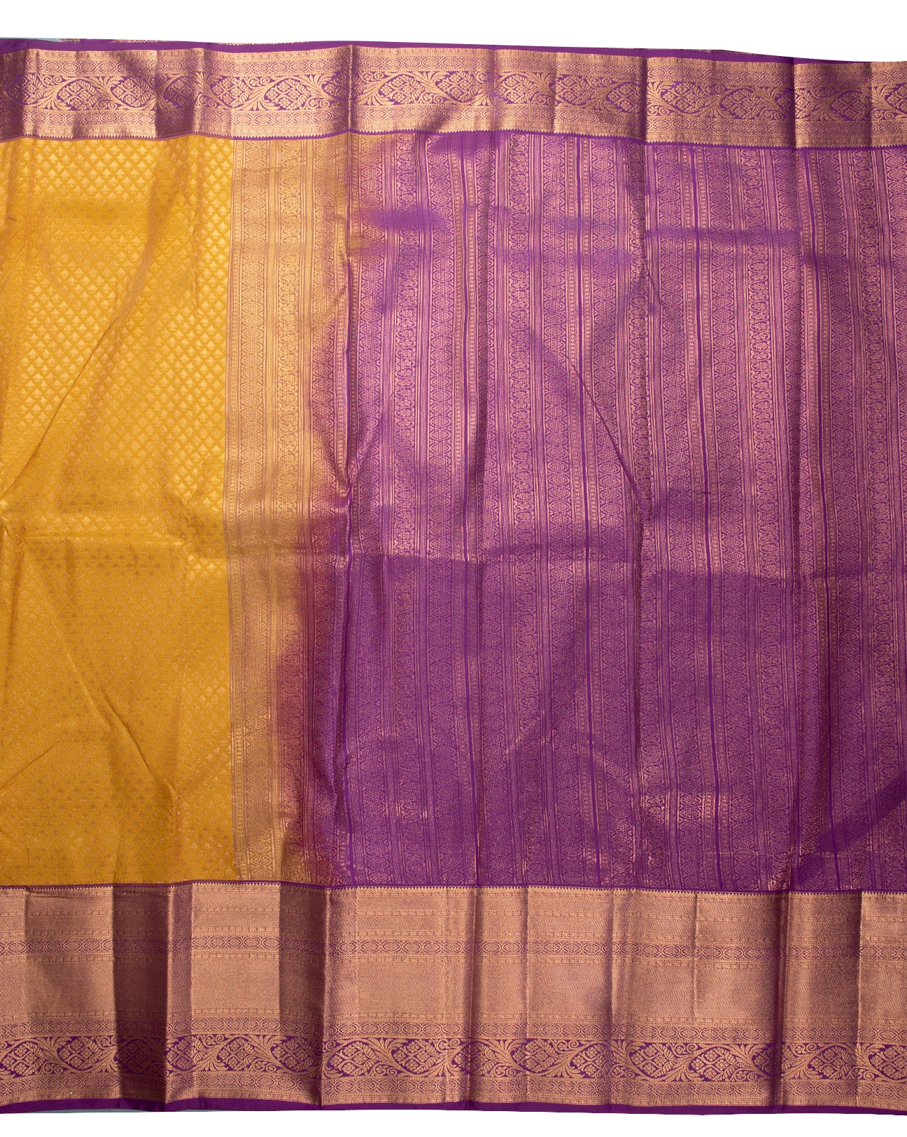 Mustard Yellow Wedding Saree - swayamvara silks