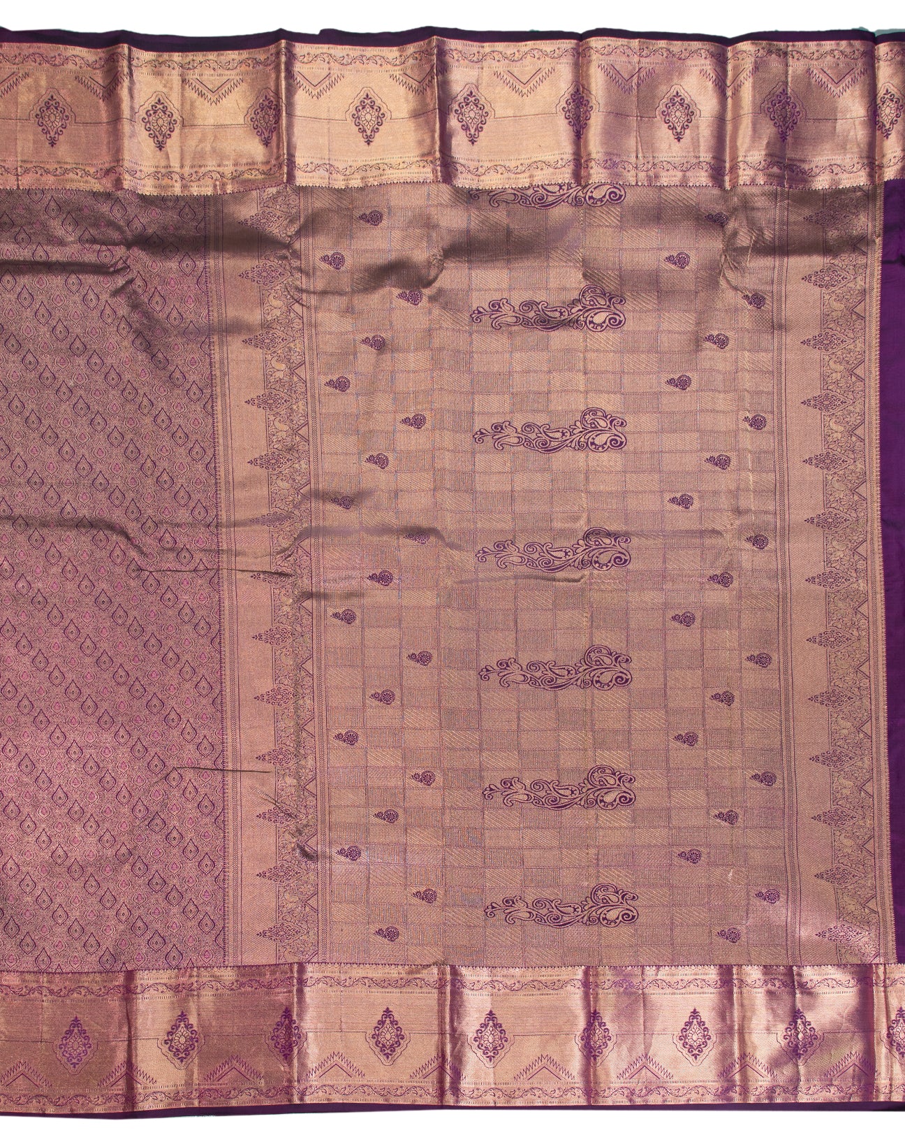 Eggplant Kanchipuram Saree - swayamvara silks