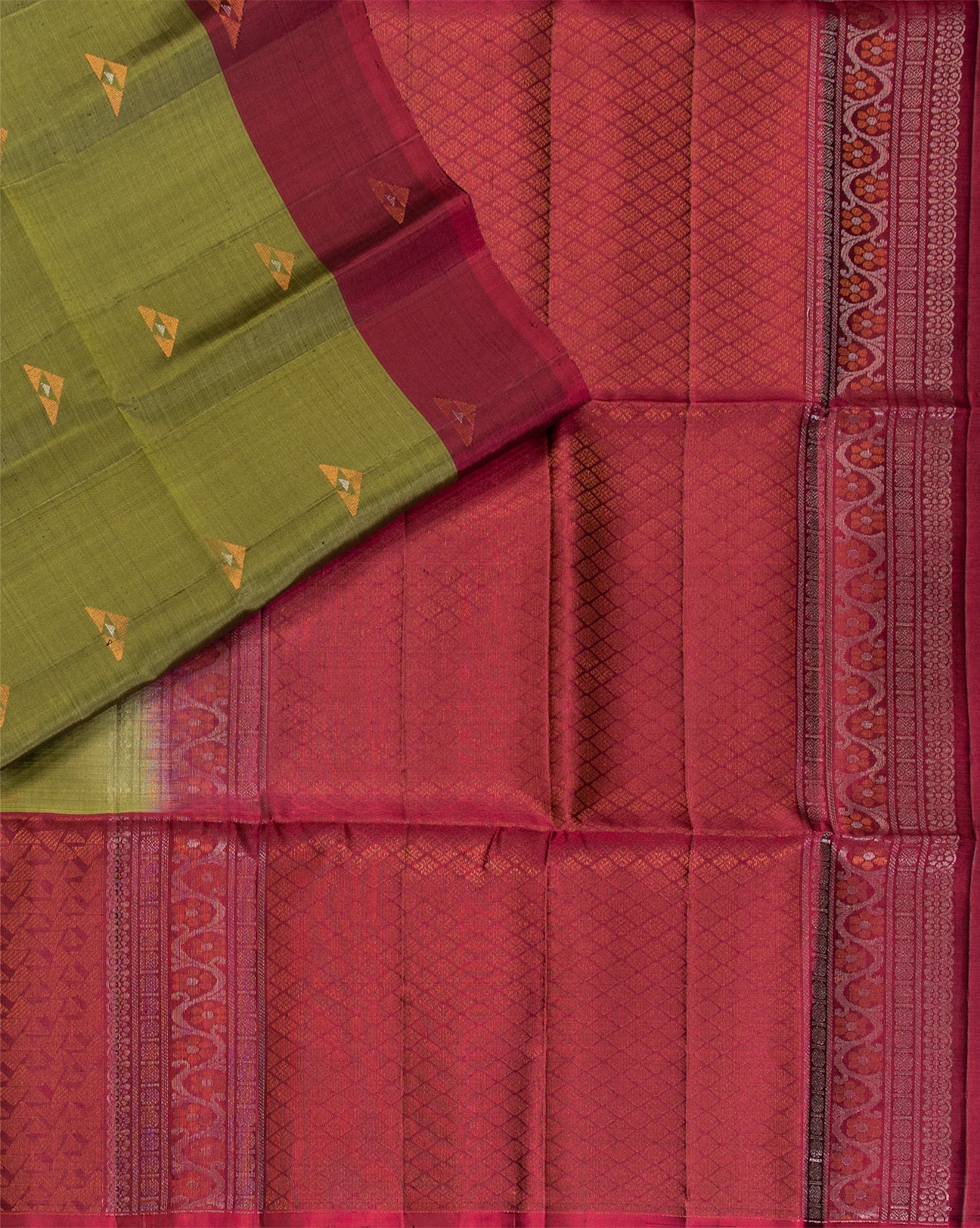Bean Green Kanchipuram Saree - swayamvara silks