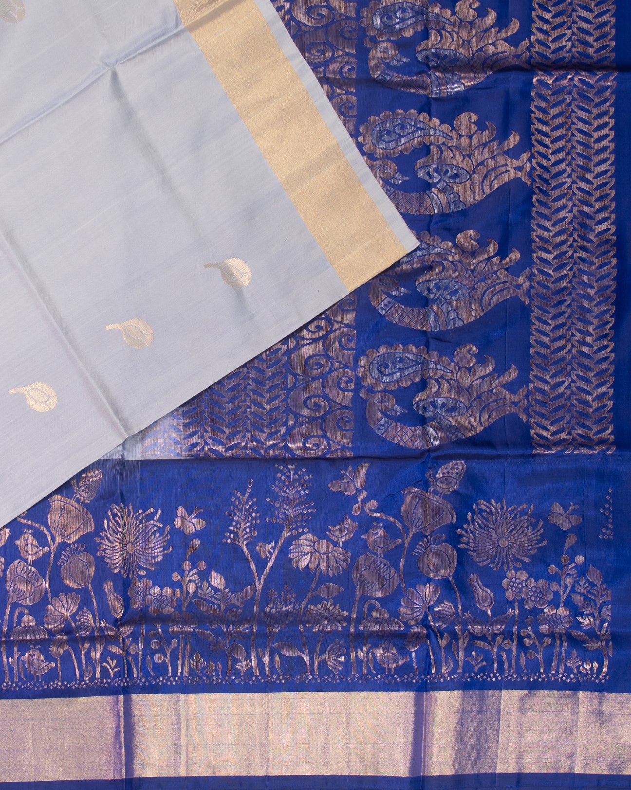 Steel Grey Kancheepuram Saree - swayamvara silks