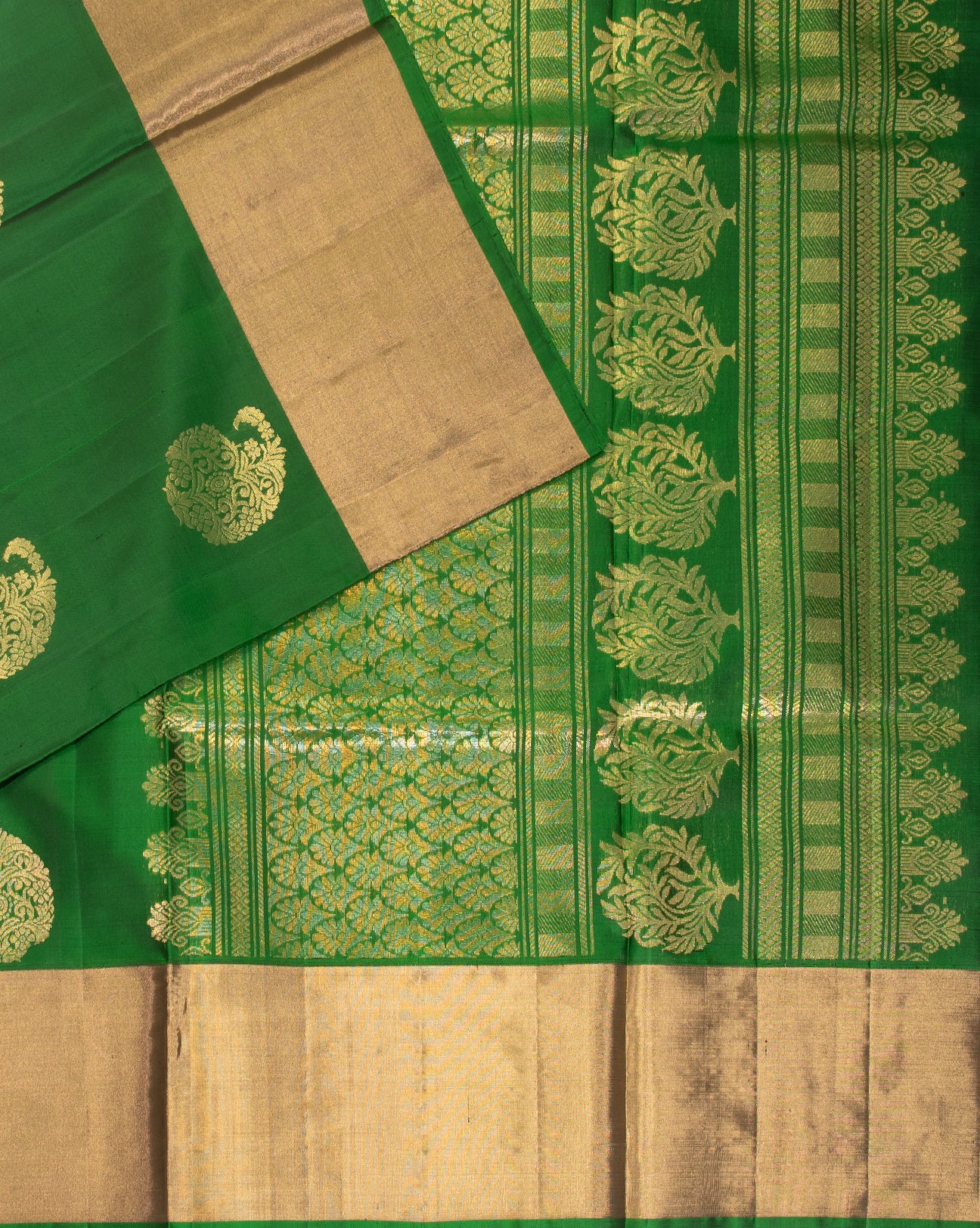 Forest Green Kanchipuram Silk Saree - swayamvara silks