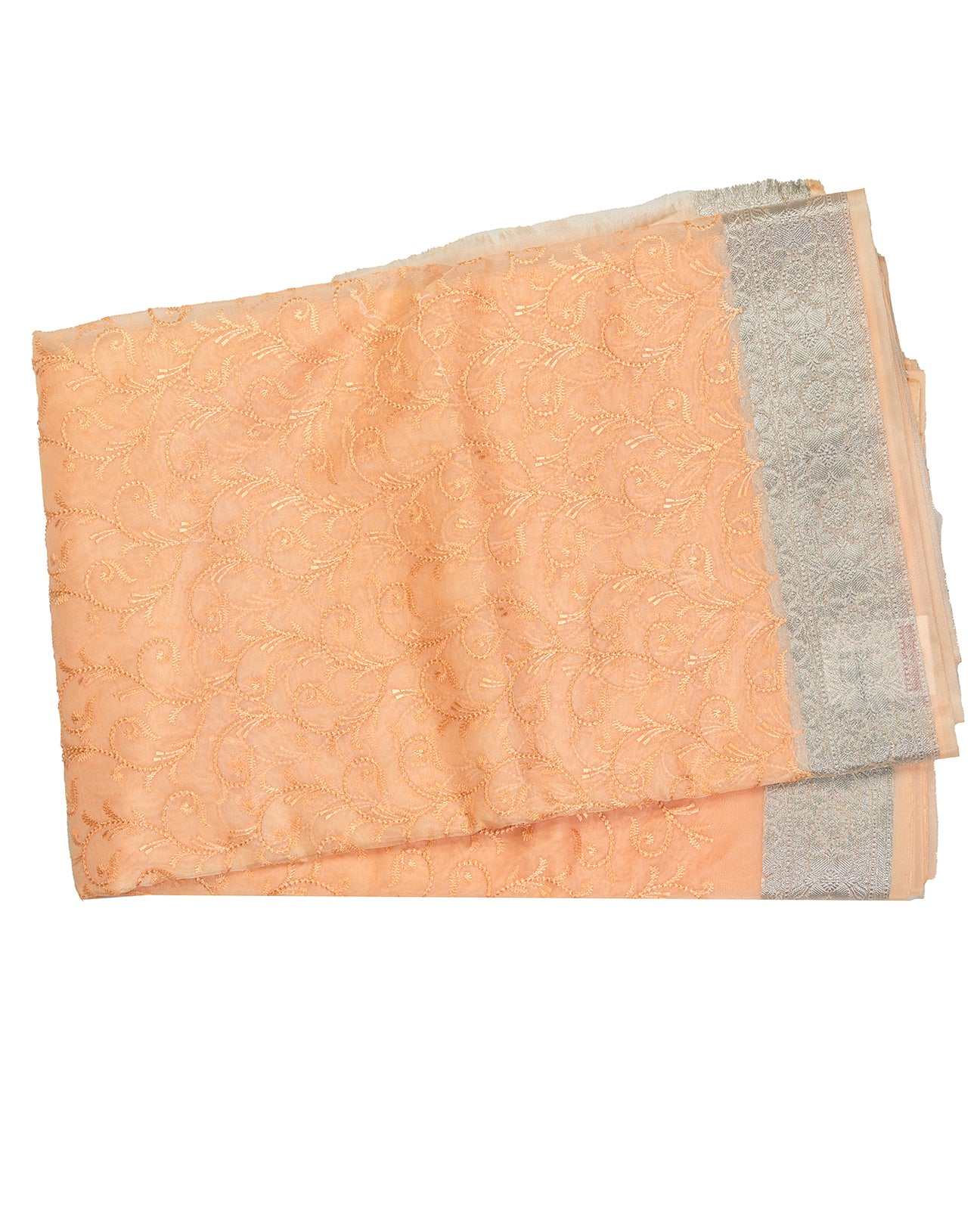 Light Orange Organza Saree - swayamvara silks