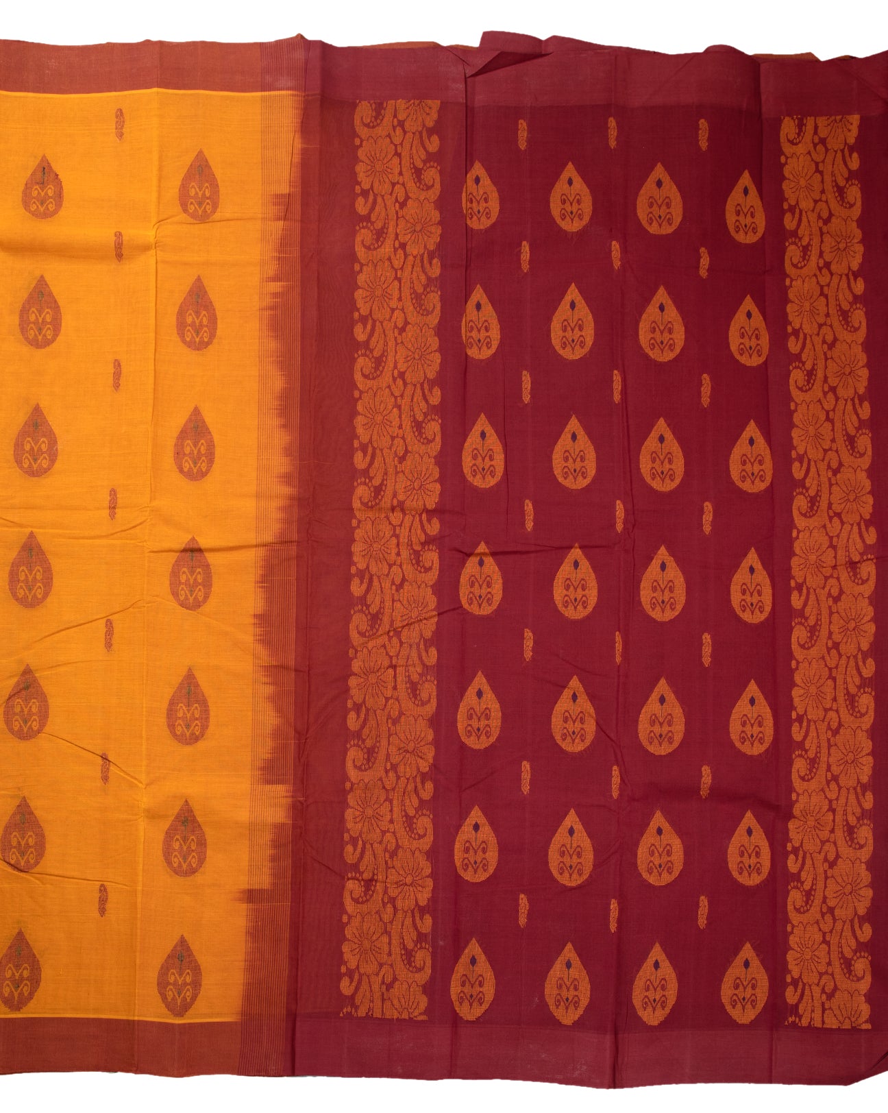 Turmeric Yellow Cotton Saree - swayamvara silks