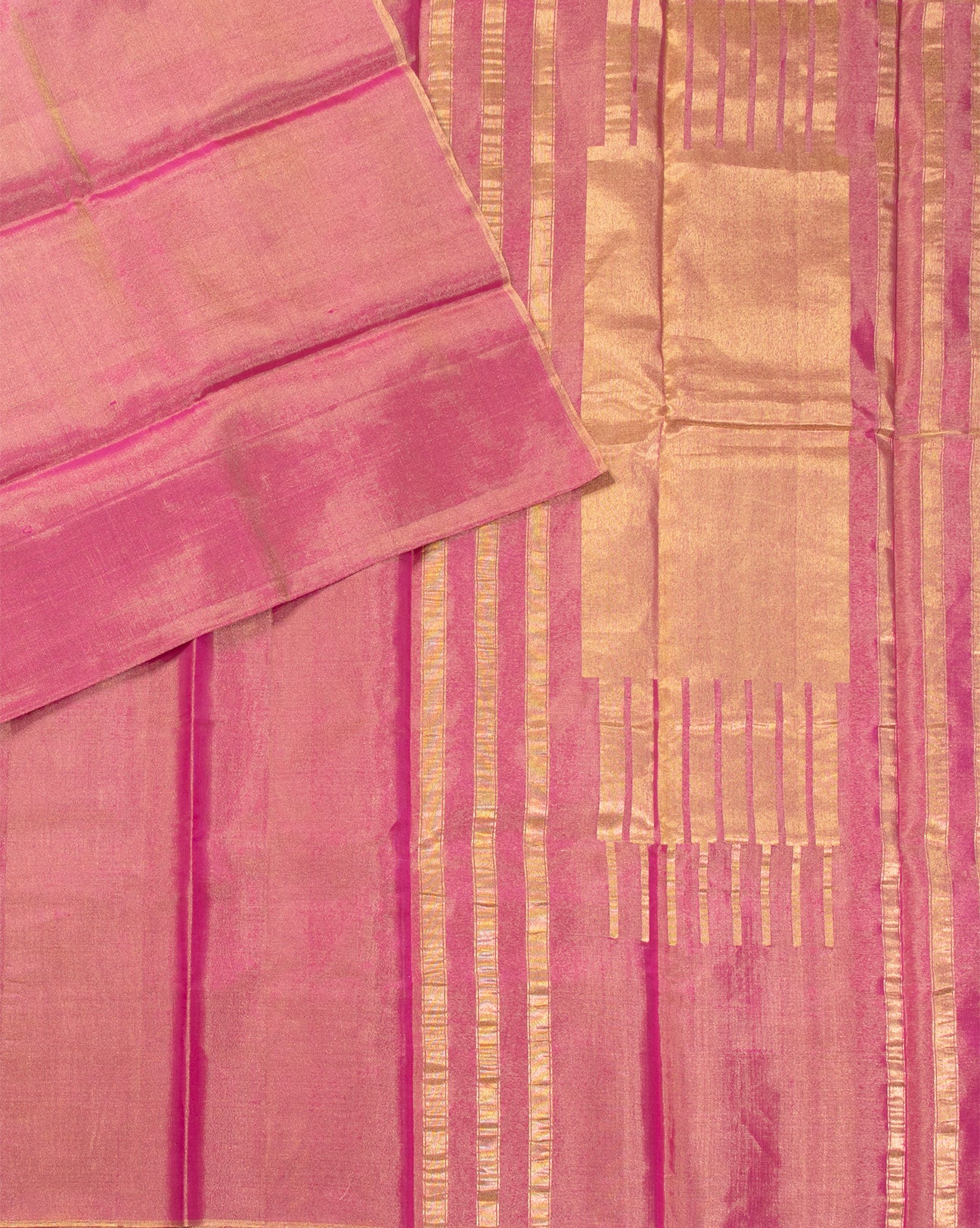 Golden Pink Tissue Saree - swayamvara silks