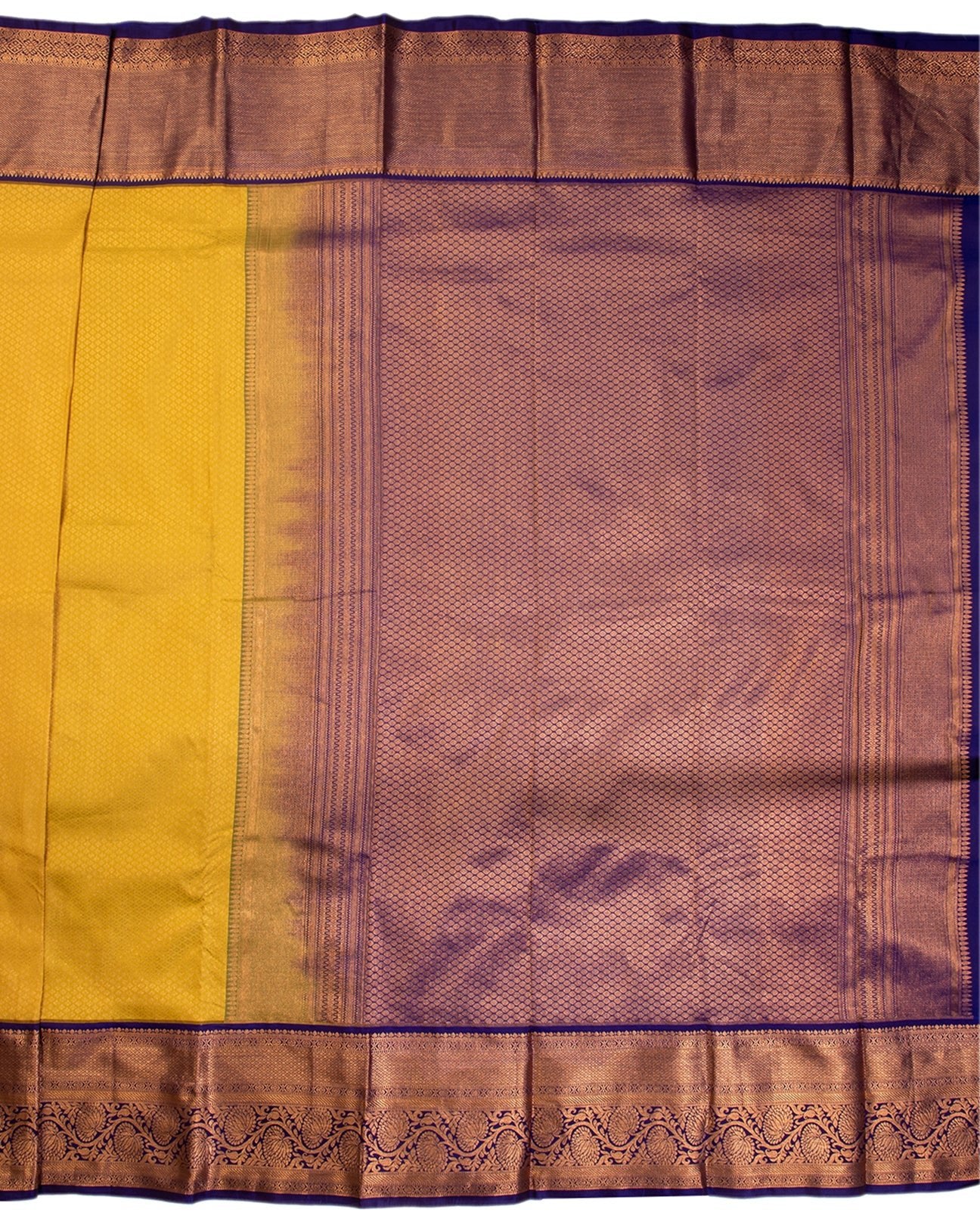 Dusky Yellow Kanchipuram Saree - swayamvara silks