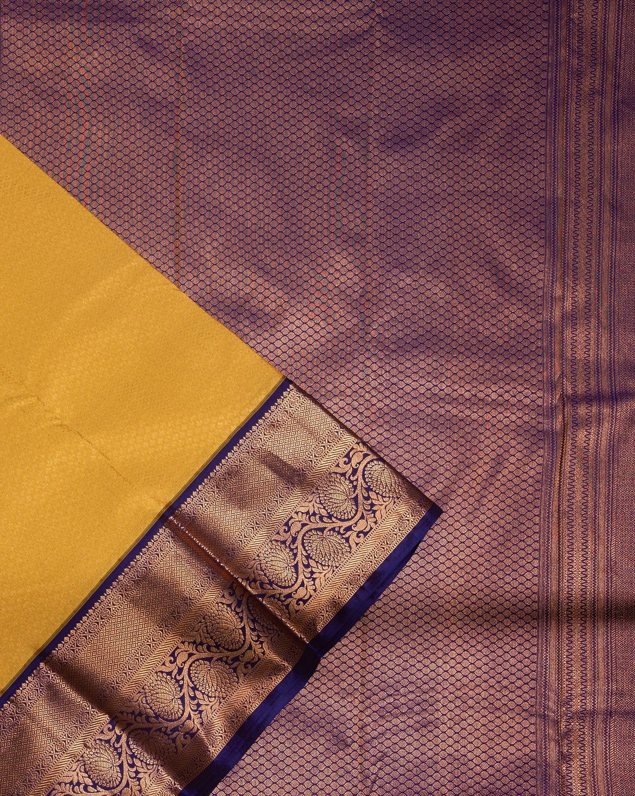 Dusky Yellow Kanchipuram Saree - swayamvara silks