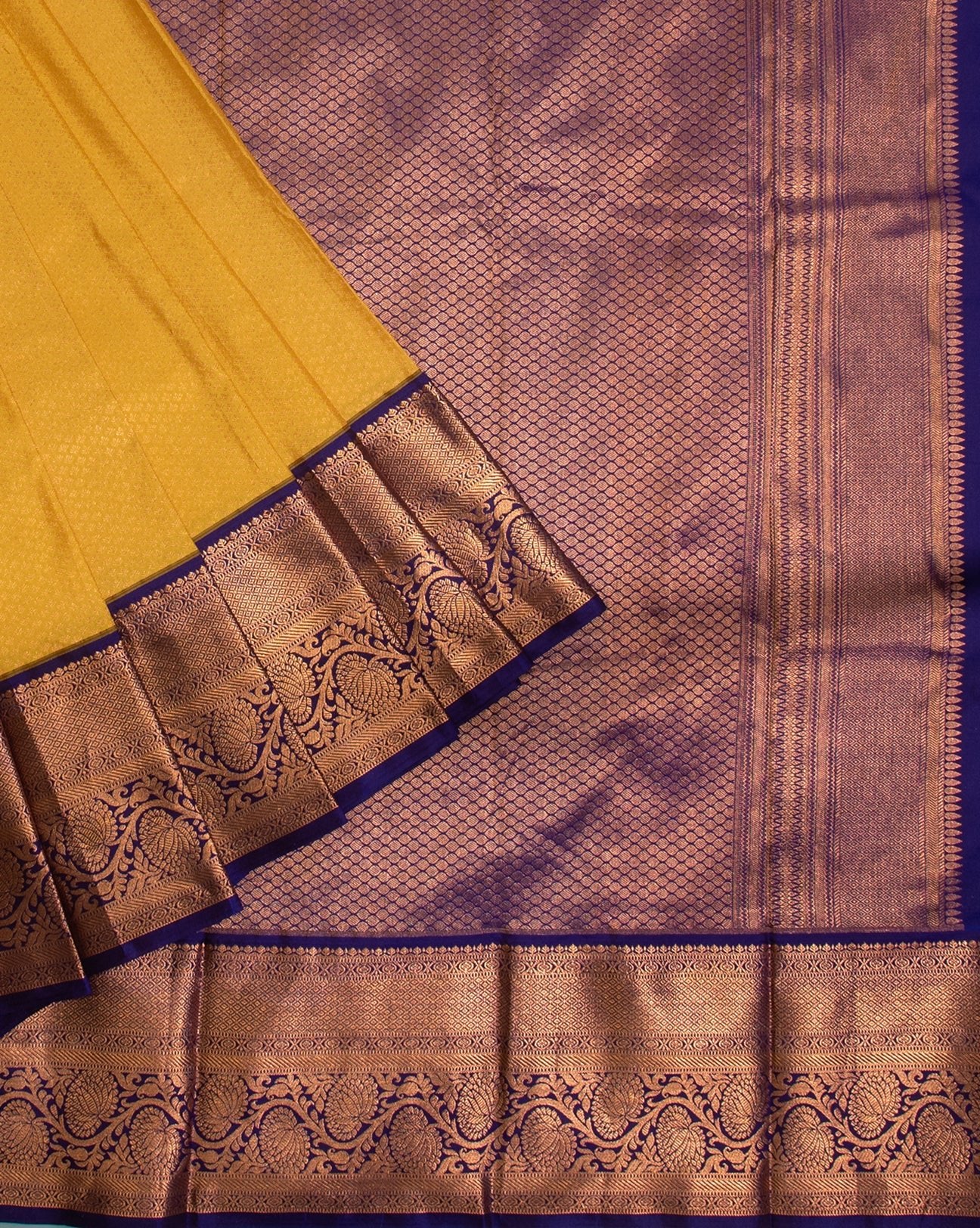 Dusky Yellow Kanchipuram Saree - swayamvara silks