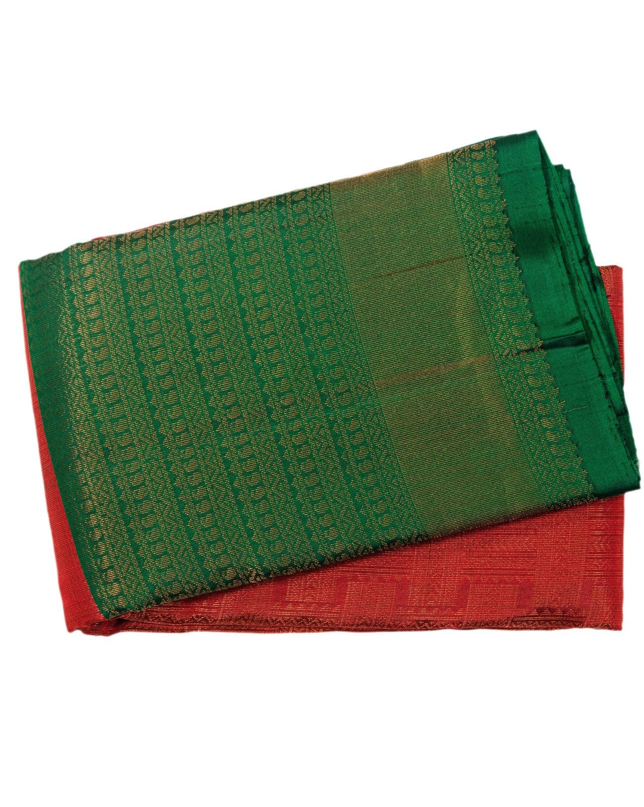 Brick Red Kanchipuram Silk Saree - swayamvara silks