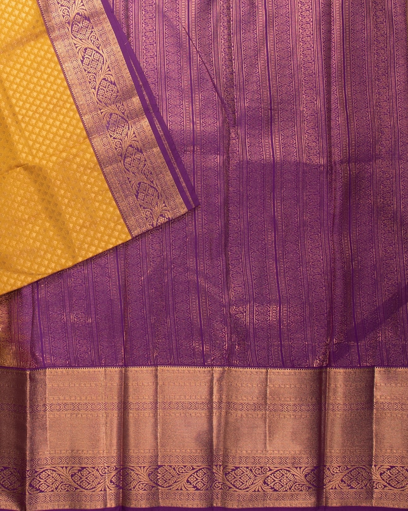 Mustard Yellow Wedding Saree - swayamvara silks