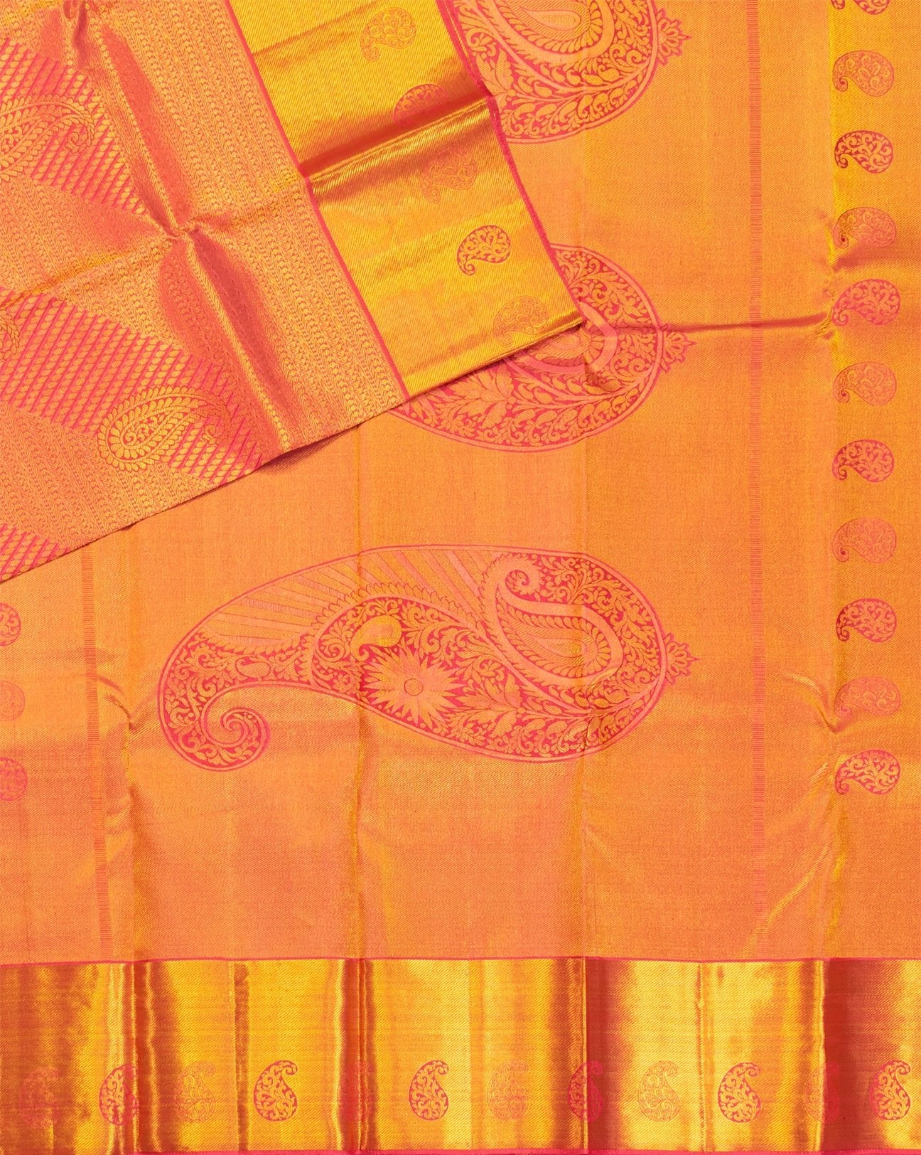 Mustard Pink Wedding Saree - swayamvara silks