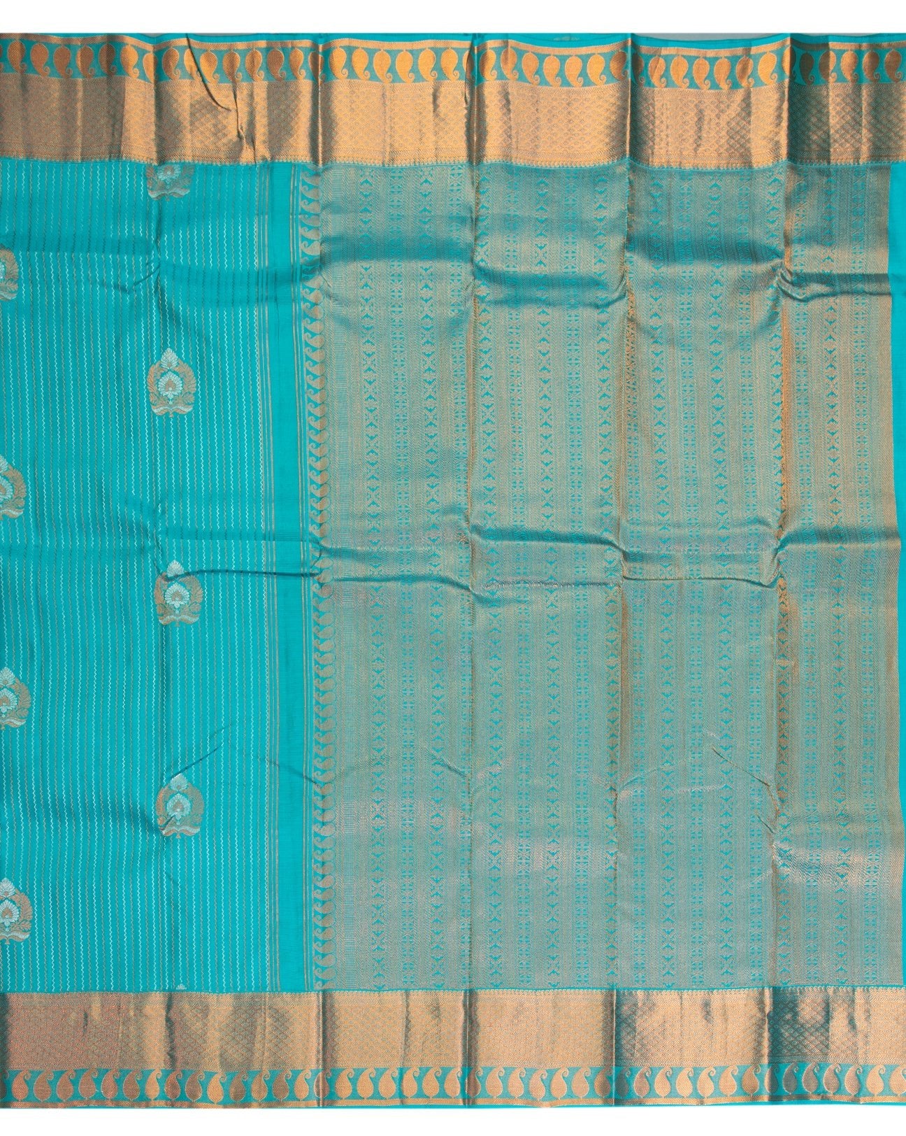 Turquoise Blue Kancheepuram Saree - swayamvara silks