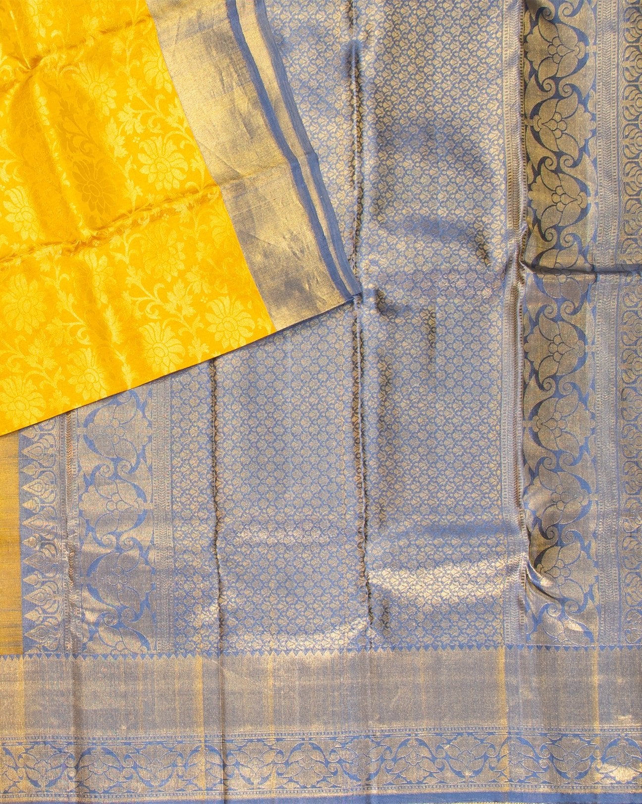 Golden Yellow Wedding Saree - swayamvara silks