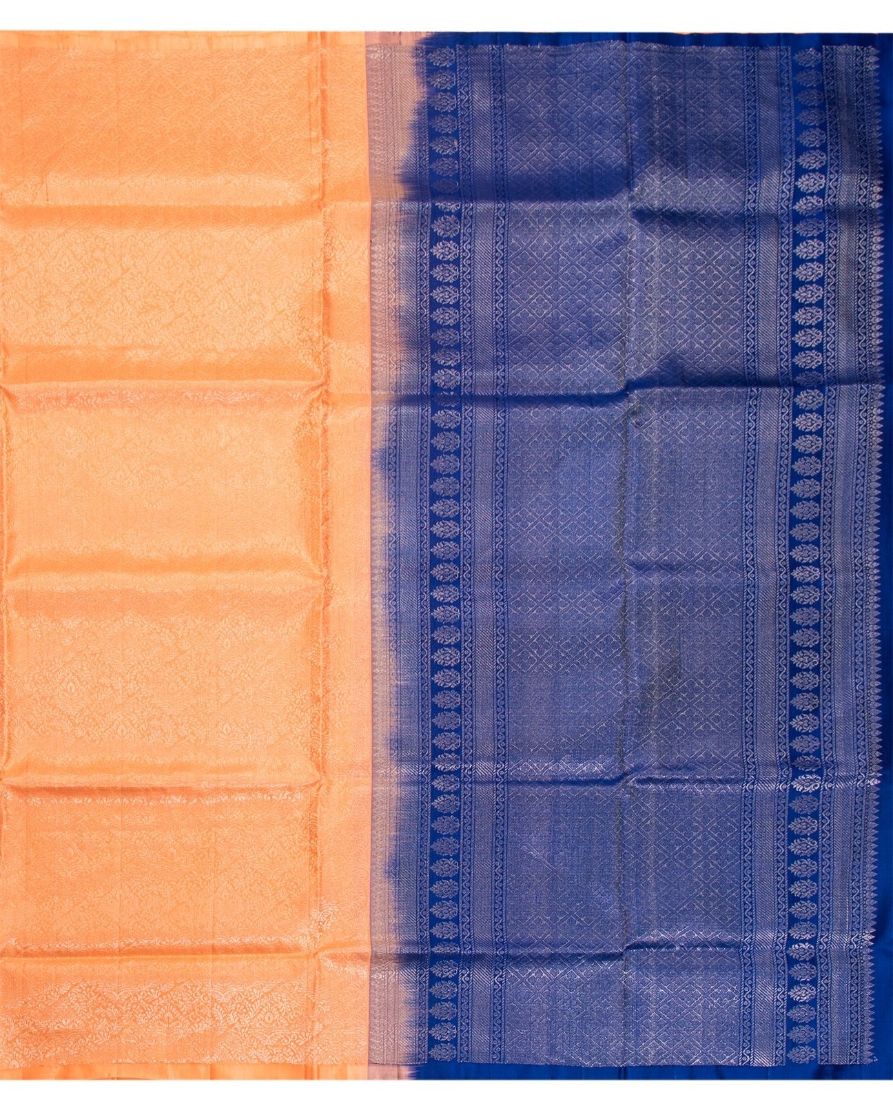 Peach Kanchipuram Saree - swayamvara silks