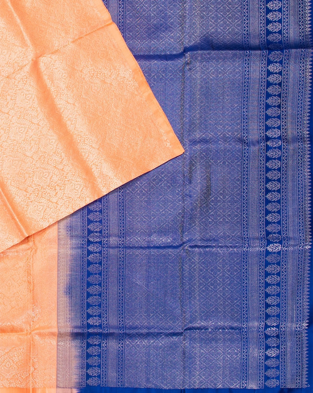 Peach Kanchipuram Saree - swayamvara silks
