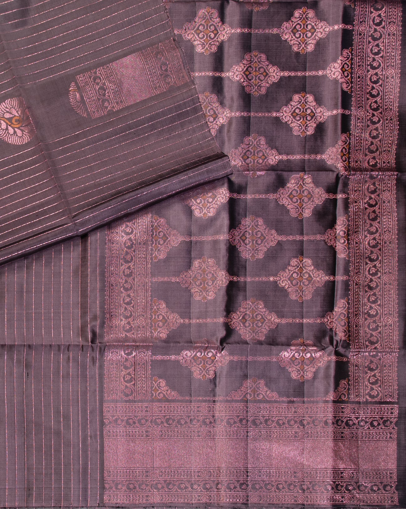 Vampire Grey Kancheepuram Saree - swayamvara silks