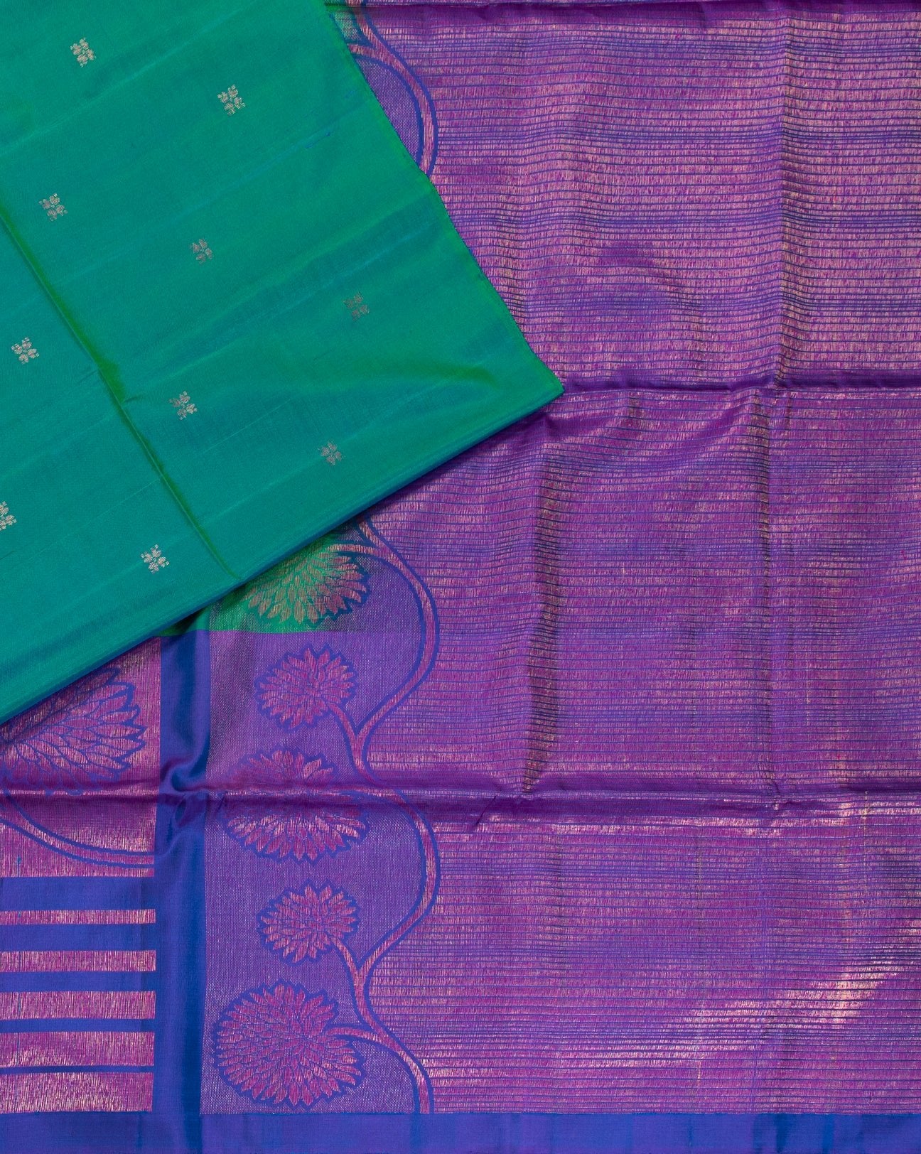 Peacock Green Kanchipuram Saree - swayamvara silks