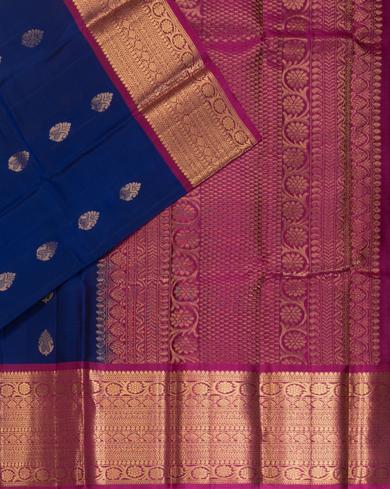 Royal Blue Kancheepuram saree - swayamvara silks