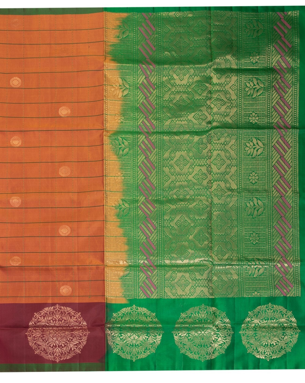 Brick Orange Kanchipuram Saree - swayamvara silks