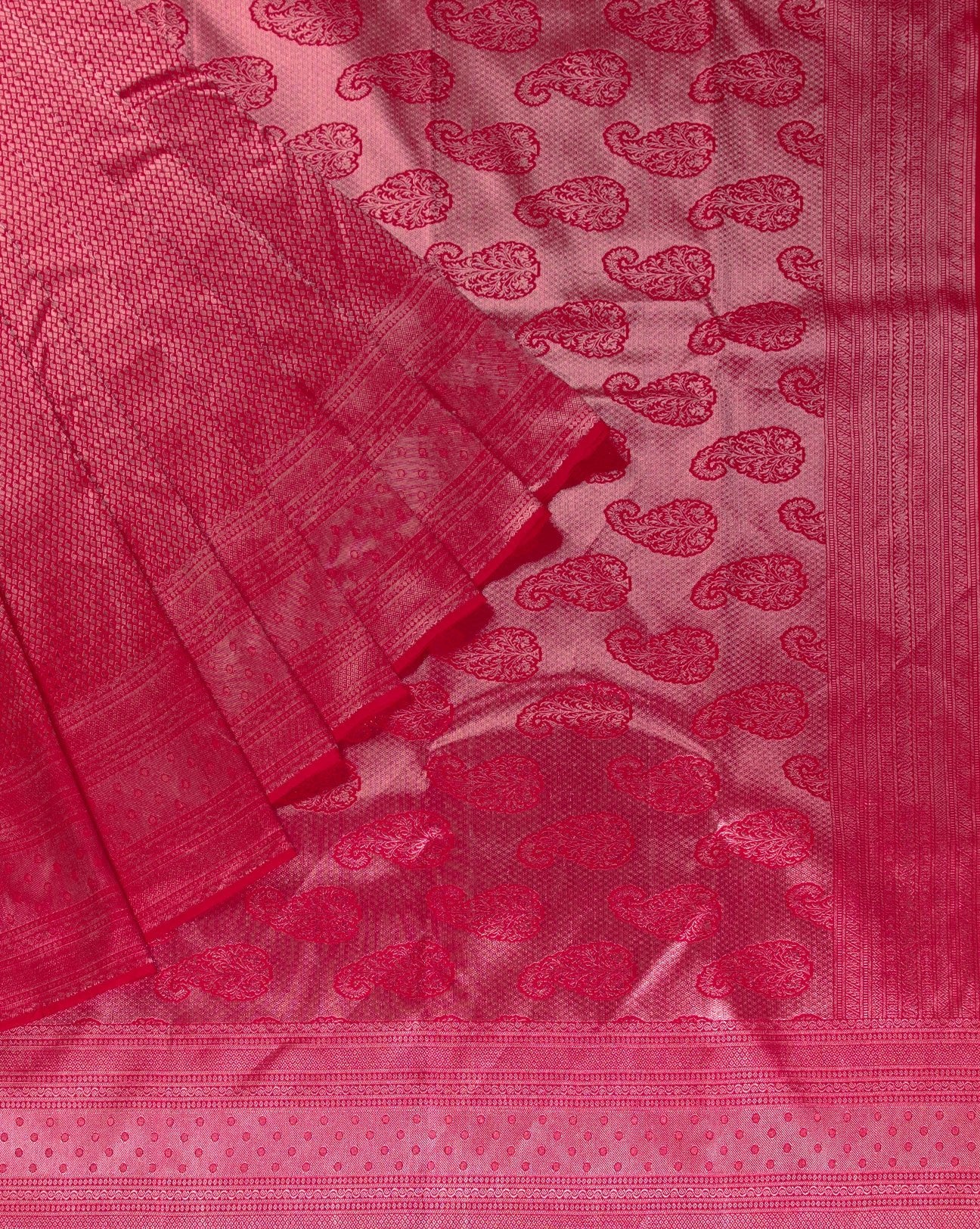 Cerise Pink Wedding Saree - swayamvara silks