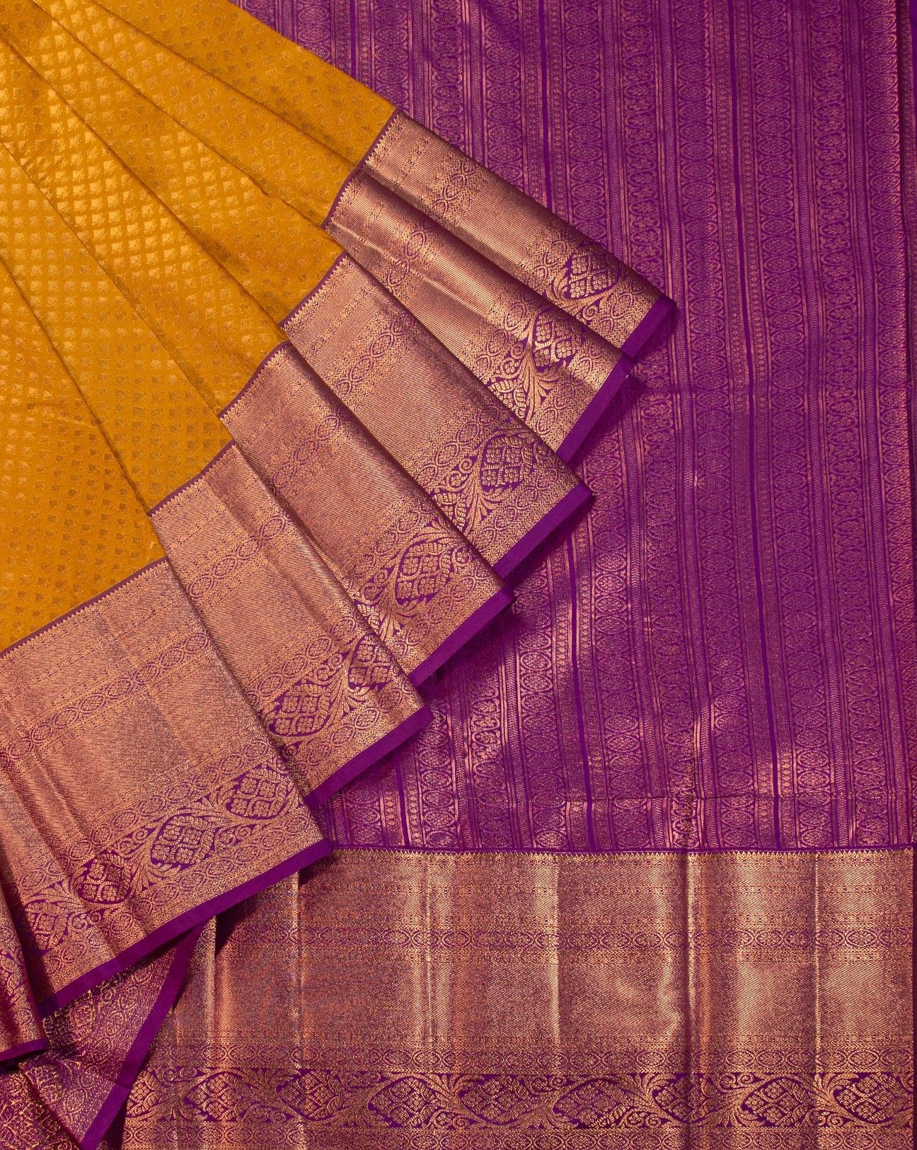 Mustard Yellow Wedding Saree - swayamvara silks