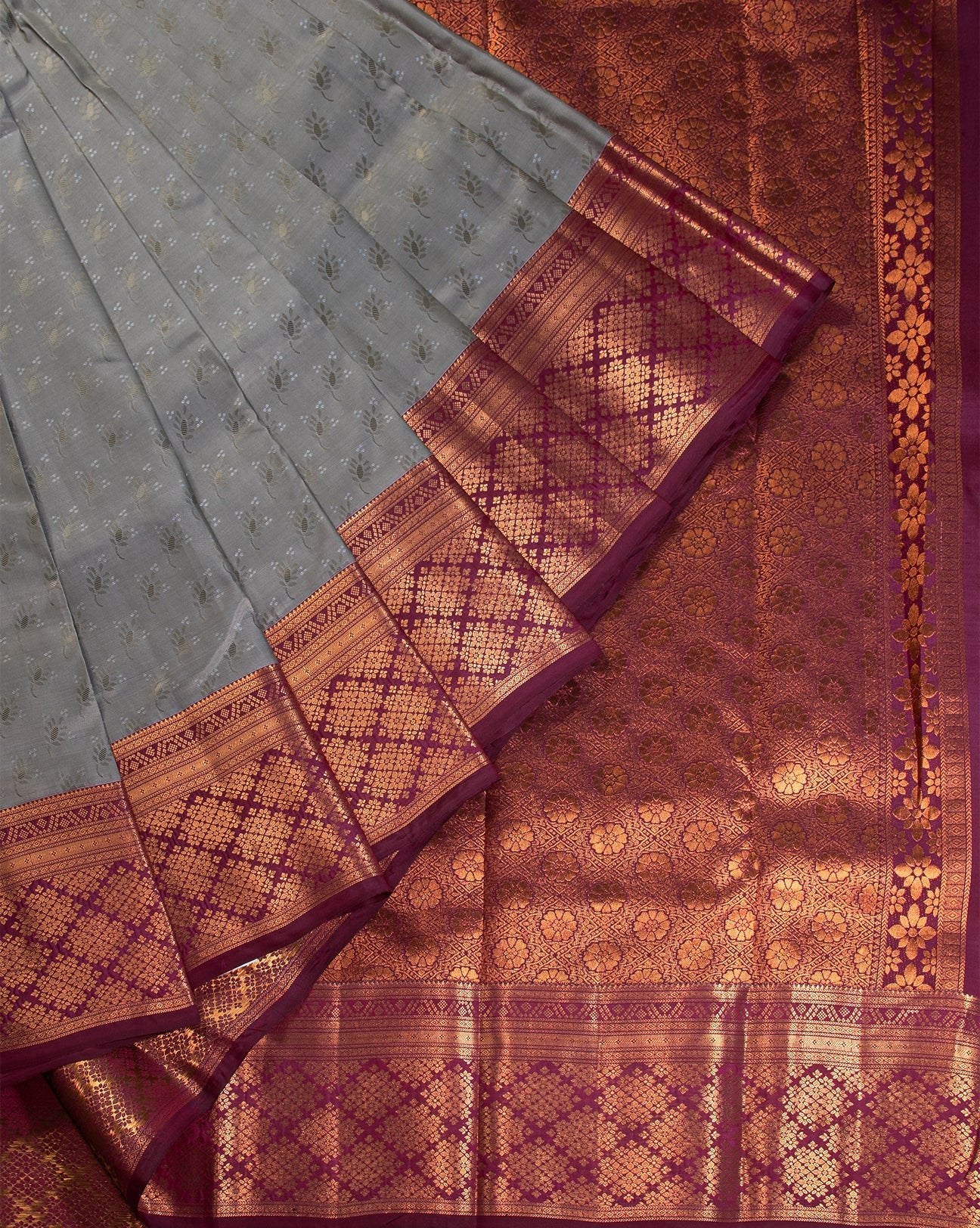 Bleach Blonde Kanchipuram Saree - swayamvara silks