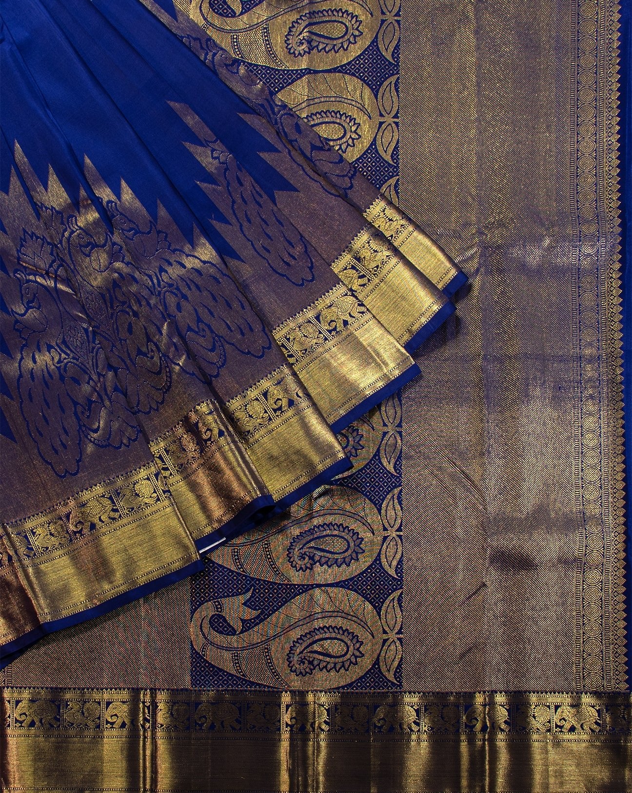 Ink Blue Kanchipuram Saree - swayamvara silks