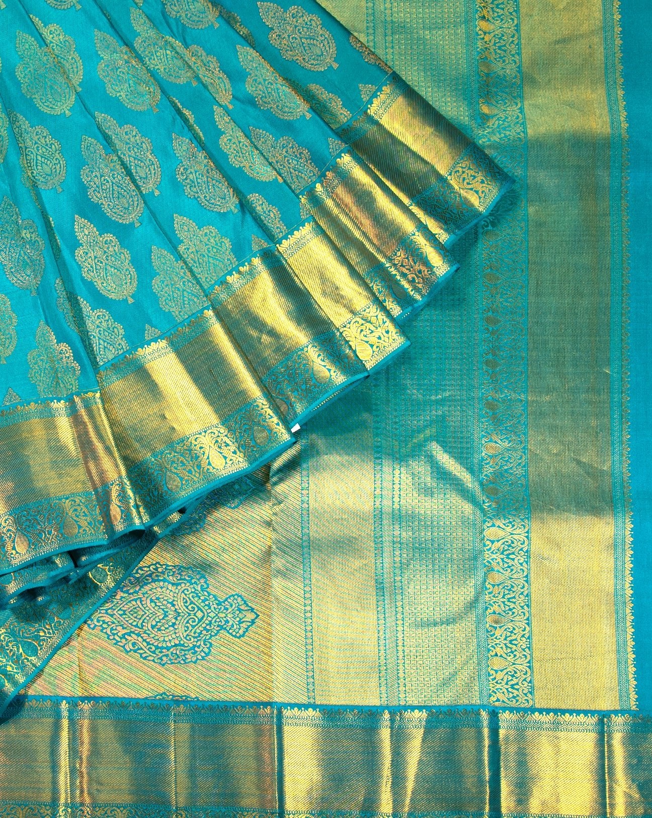 Aqua Green Wedding Saree - swayamvara silks