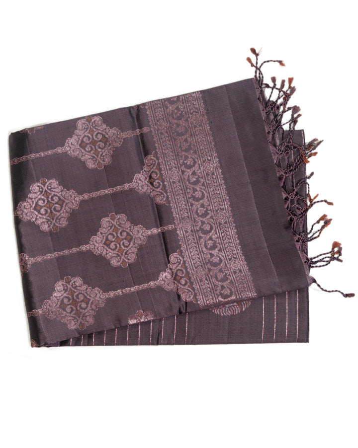Vampire Grey Kancheepuram Saree - swayamvara silks