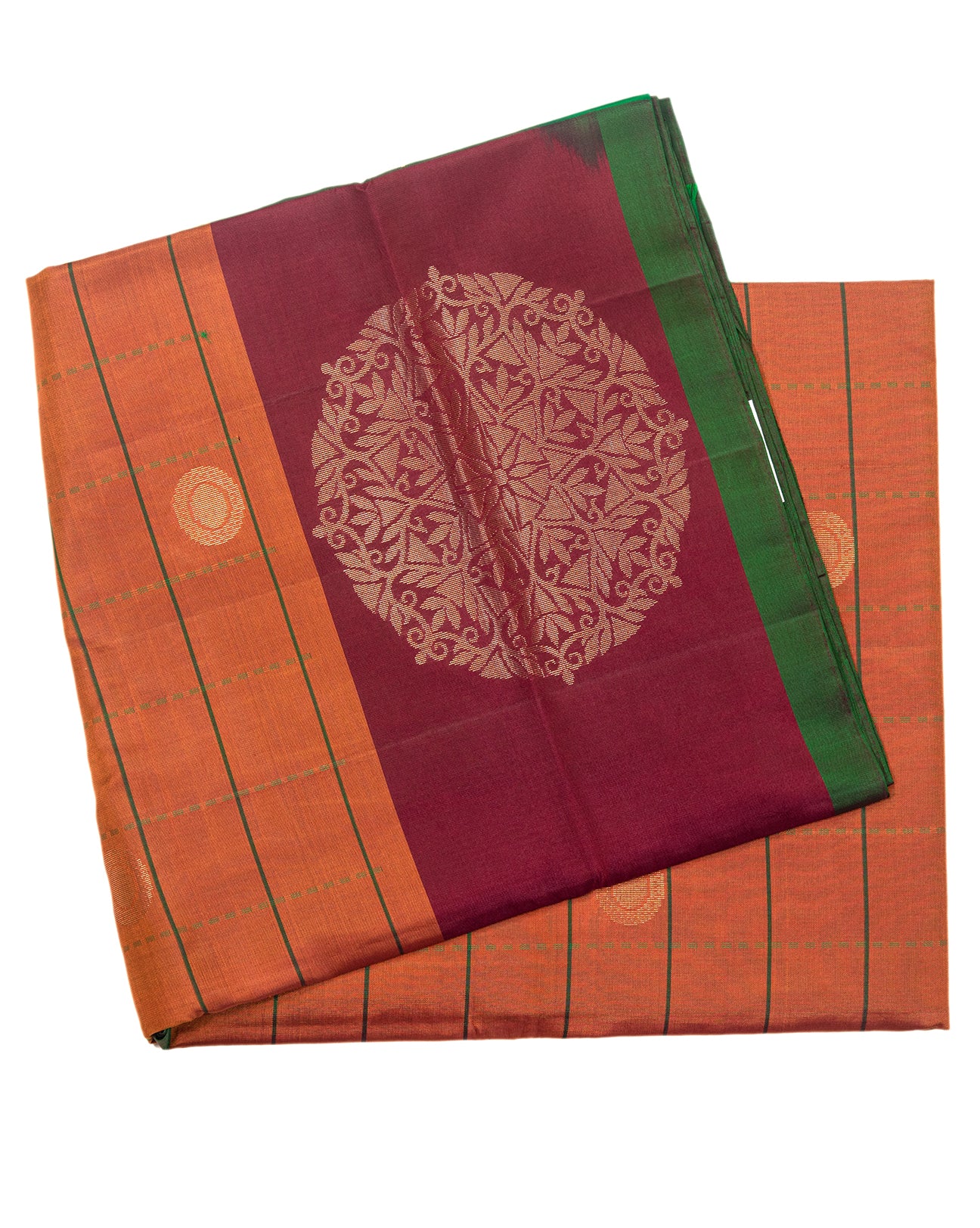 Brick Orange Kanchipuram Saree - swayamvara silks