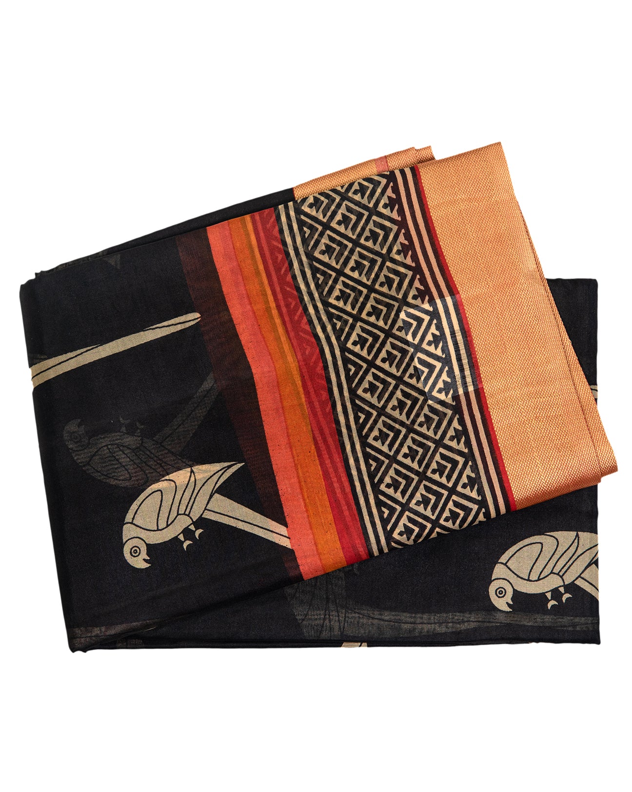 Black Printed Silk Saree - swayamvara silks