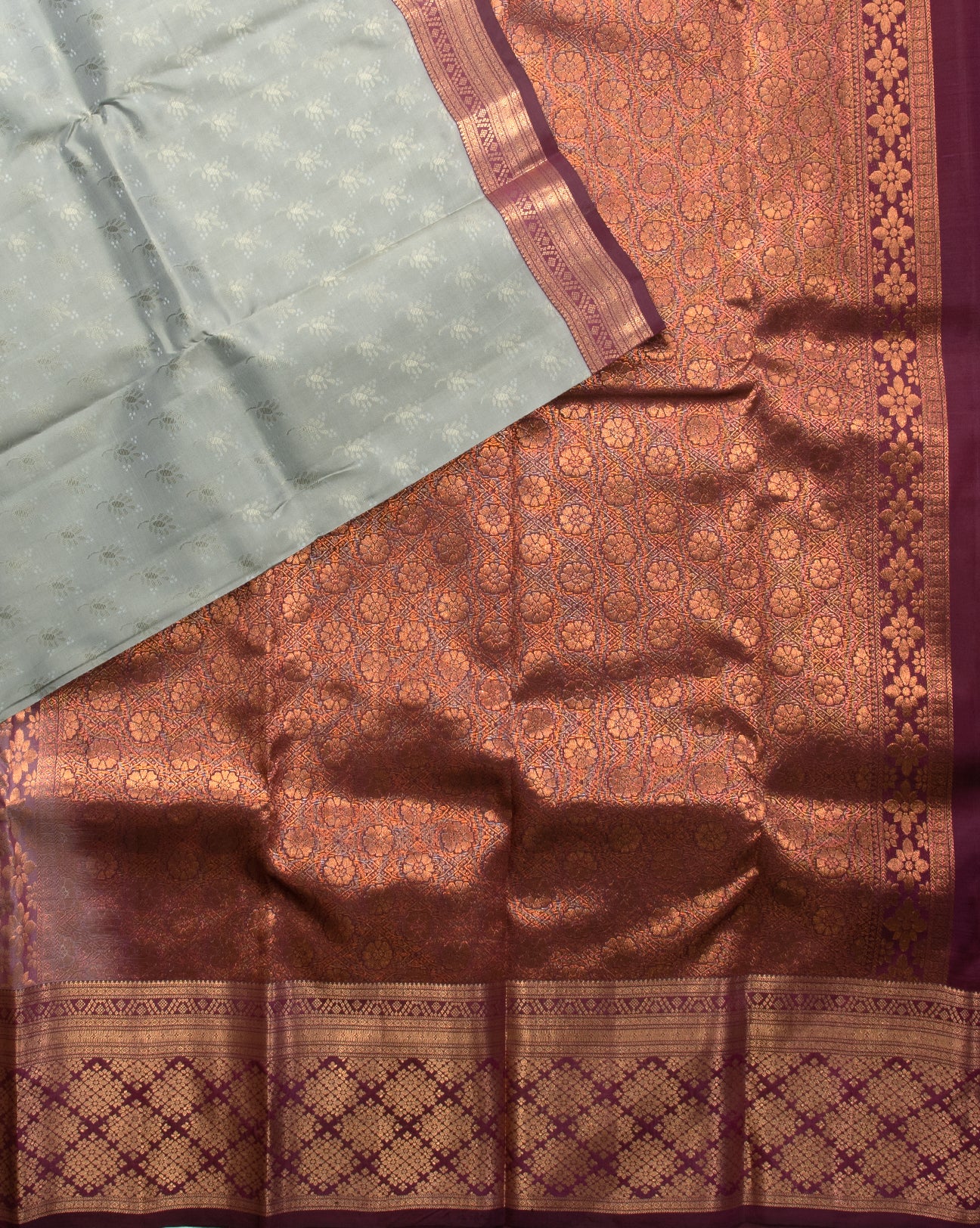 Bleach Blonde Kanchipuram Saree - swayamvara silks