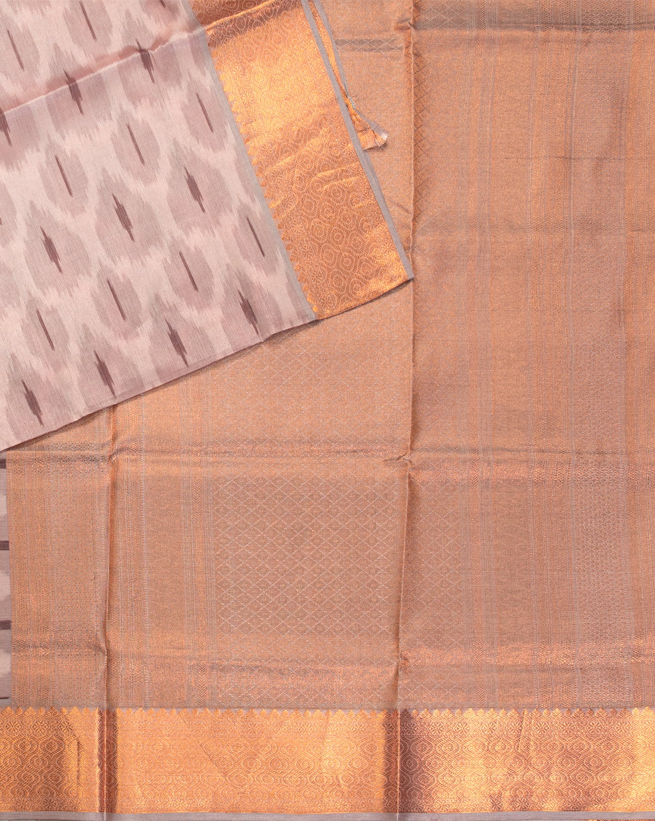 Rose Gold Pocham Pally Silk Saree - swayamvara silks