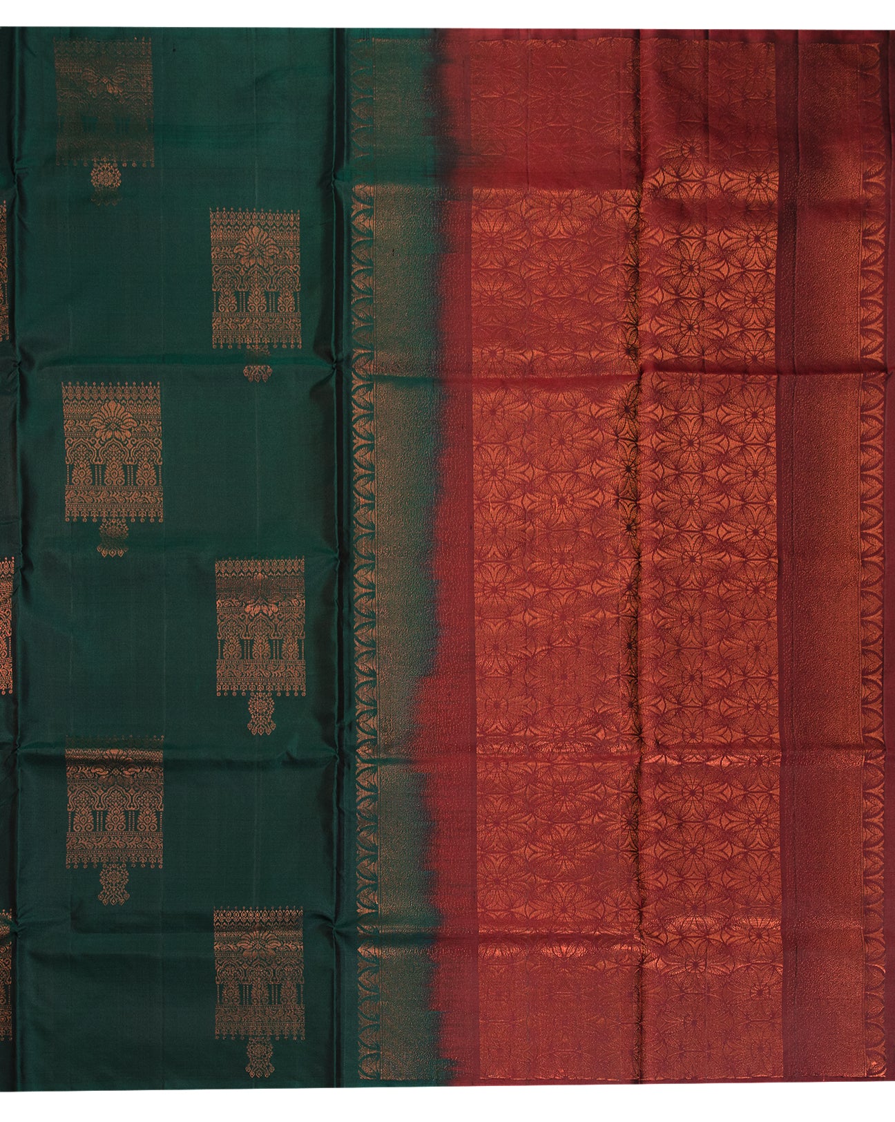 Bottle Green Kanchipuram Saree - swayamvara silks