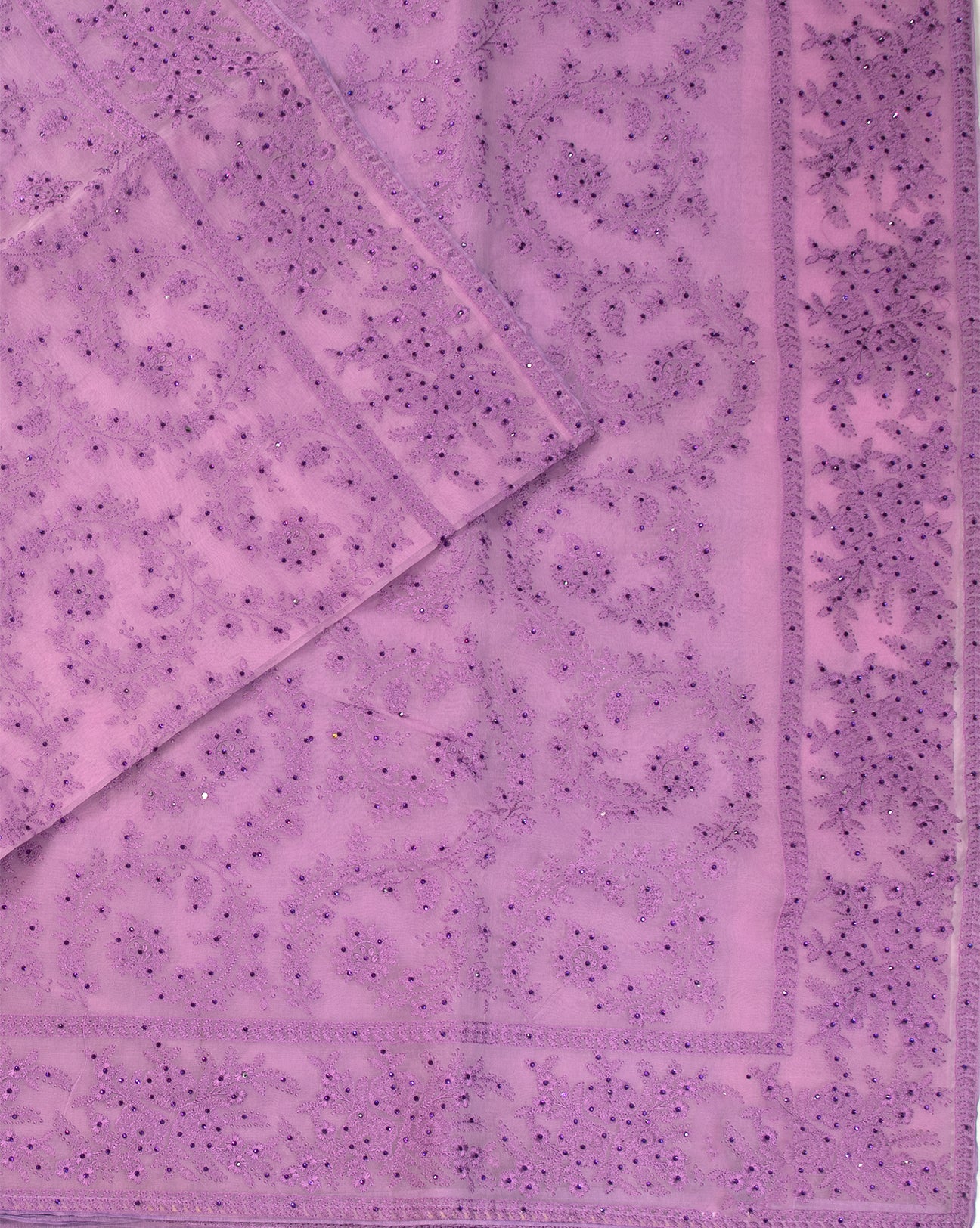 Dark Lavender Organza Saree - swayamvara silks