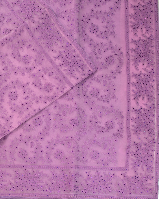 Dark Lavender Organza Saree - swayamvara silks