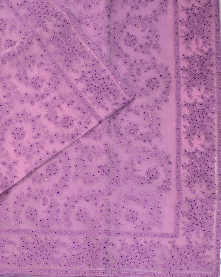 Dark Lavender Organza Saree - swayamvara silks