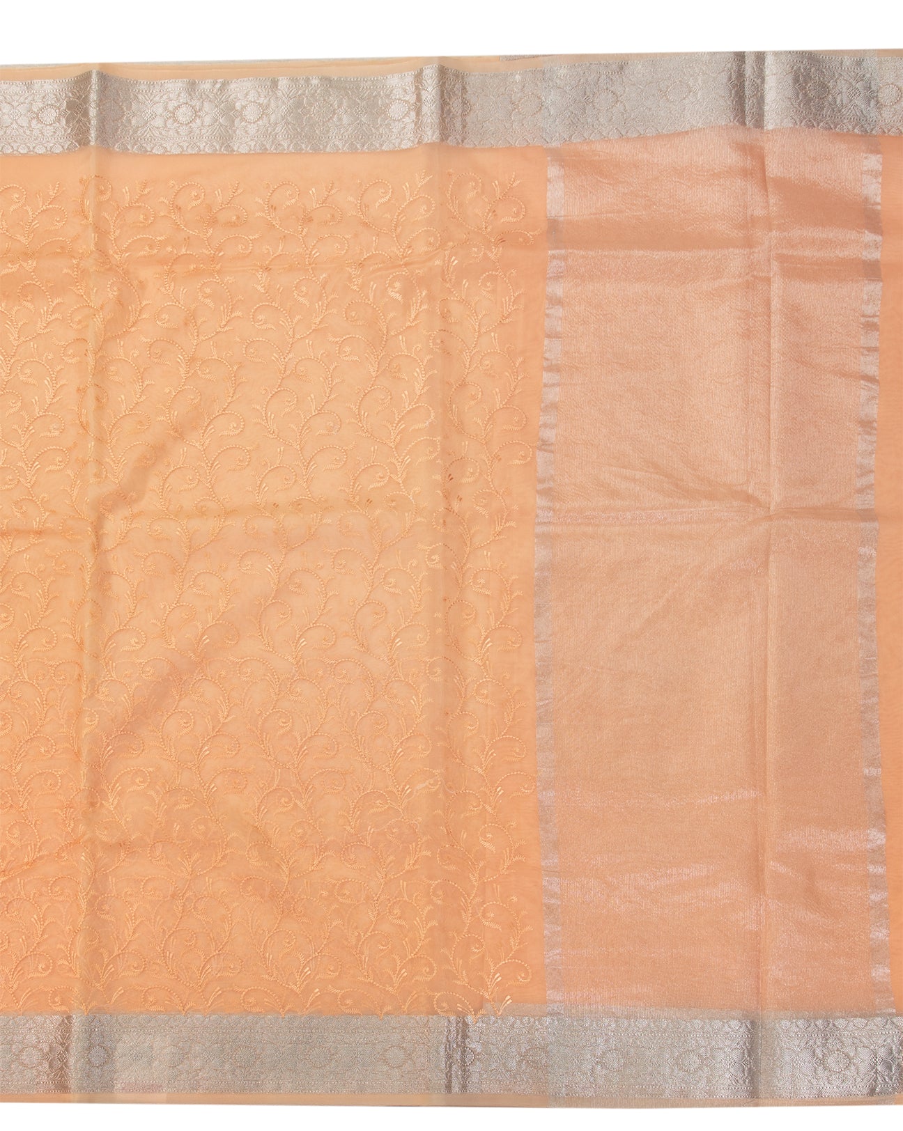 Light Orange Organza Saree - swayamvara silks