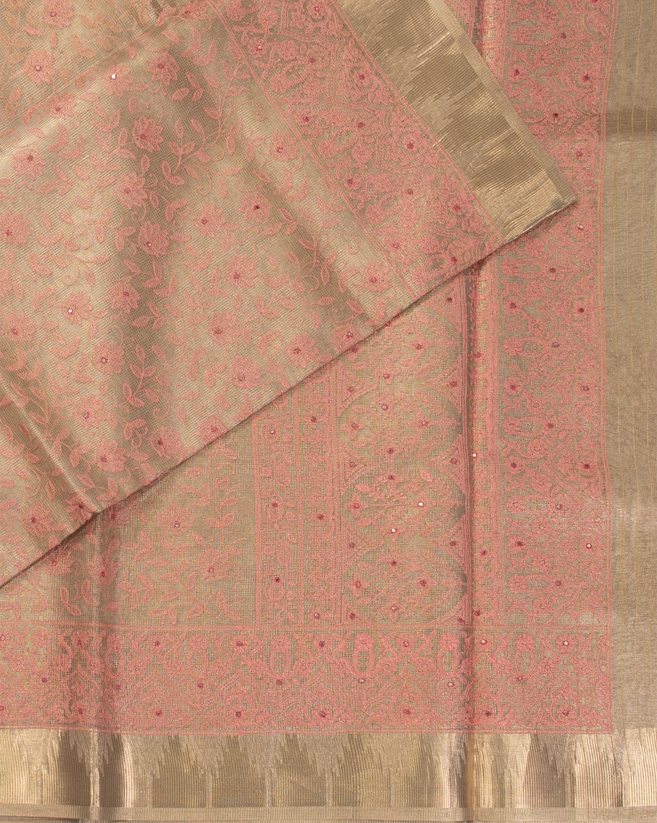 Gold net Cotton Saree - swayamvara silks