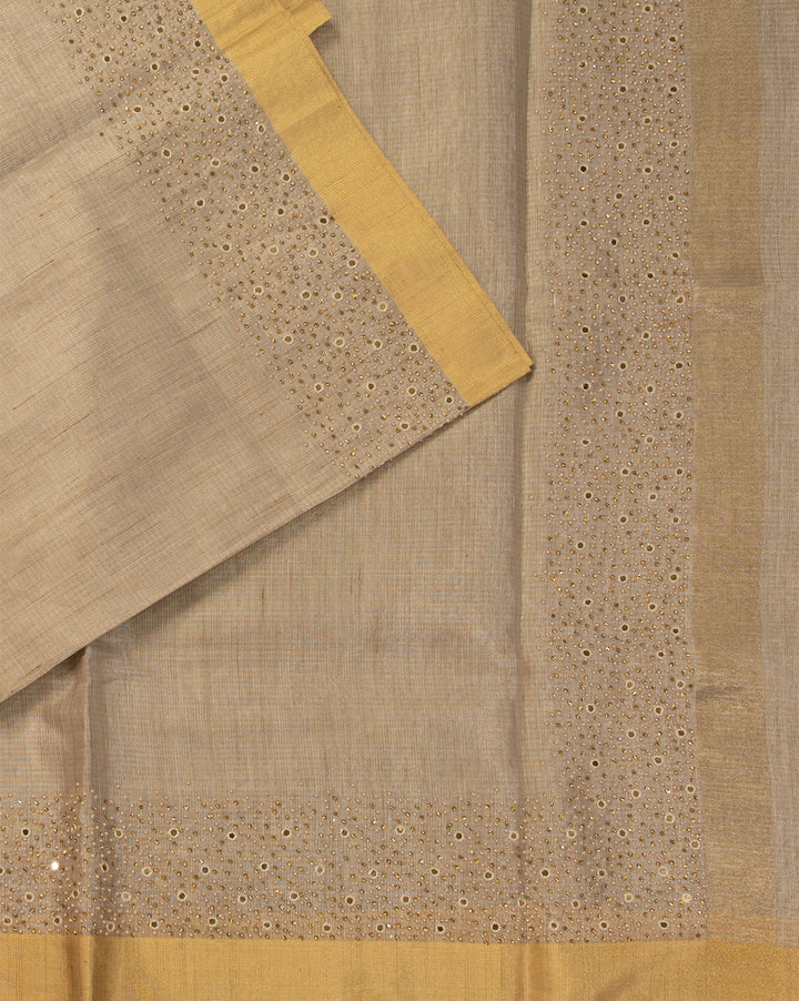 Goldish Silver Tissue Fancy Saree - swayamvara silks