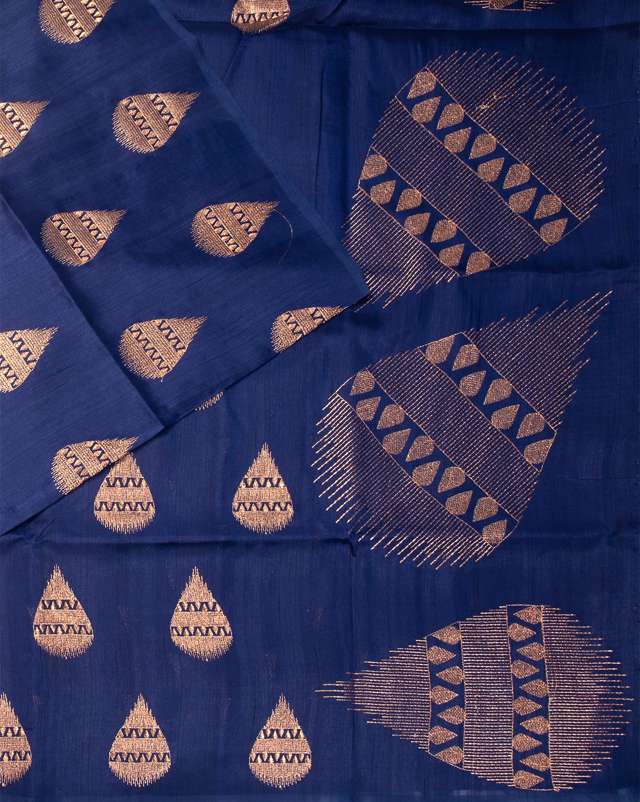 Navy Blue Semi Tusser Saree - swayamvara silks
