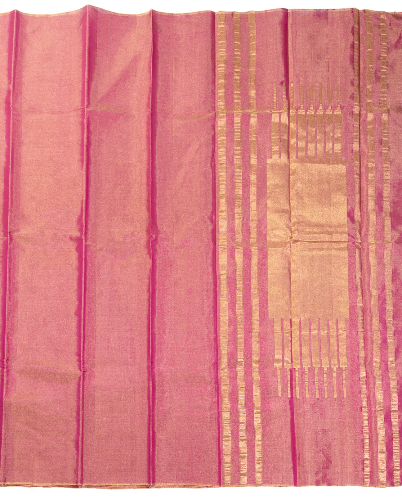 Golden Pink Tissue Saree - swayamvara silks