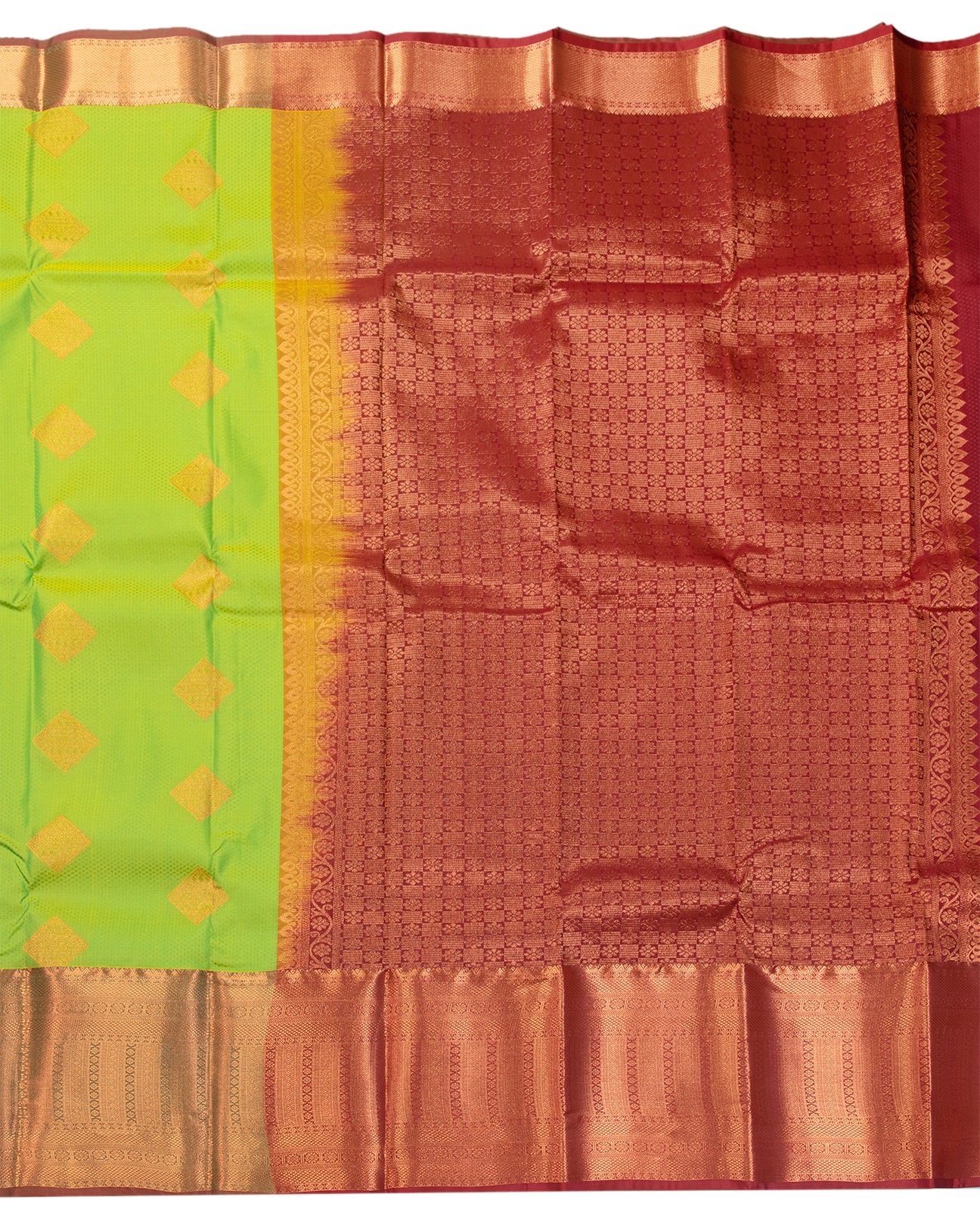 Parrot Green Kanchipuram Silk Saree - swayamvara silks