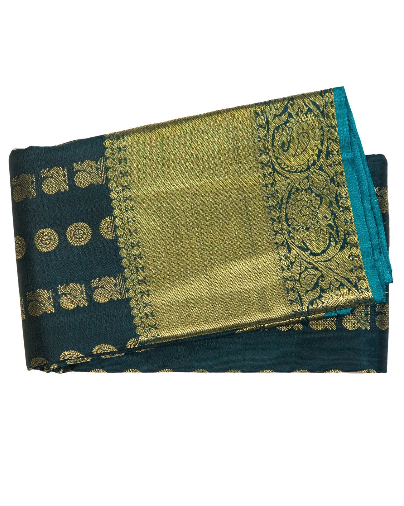 Bottle Green Kanchipuram Saree - swayamvara silks