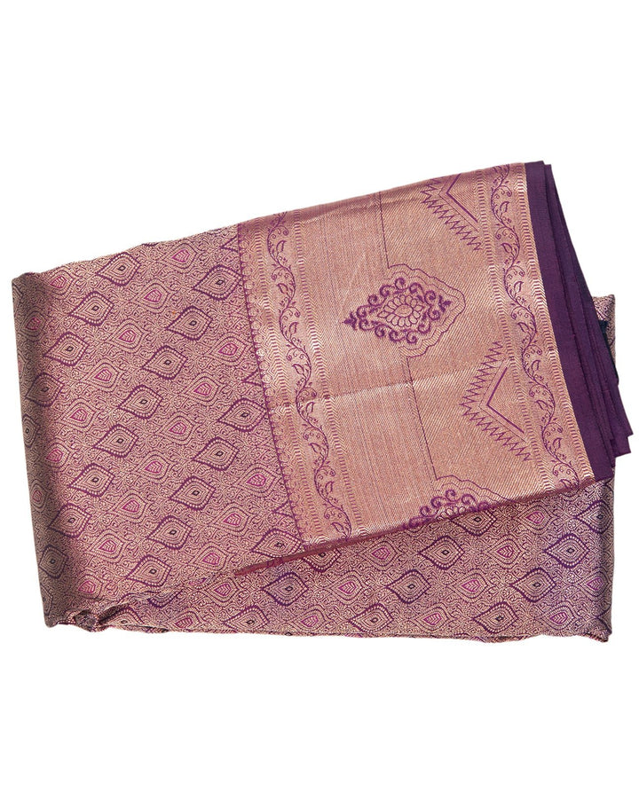 Eggplant Kanchipuram Saree - swayamvara silks