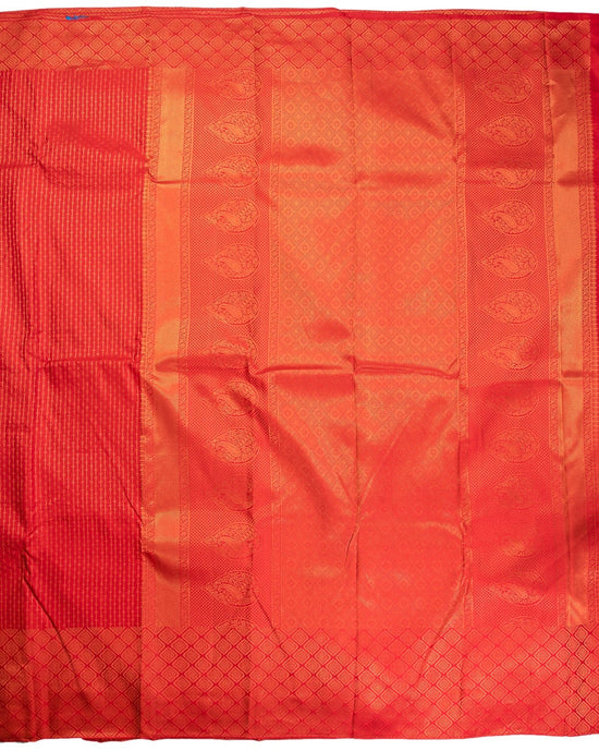 Scarlet Red Wedding Saree - swayamvara silks