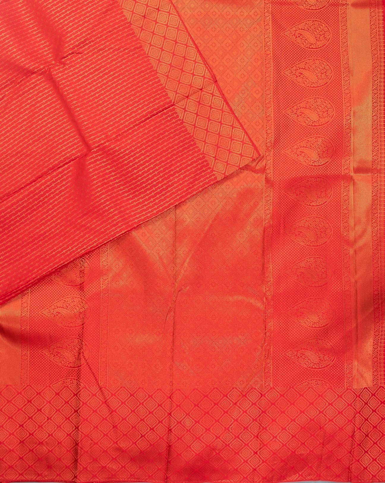 Scarlet Red Wedding Saree - swayamvara silks