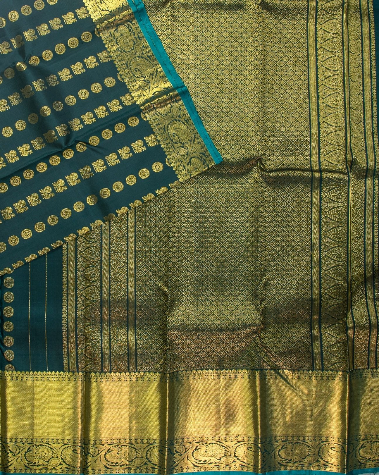 Bottle Green Kanchipuram Saree - swayamvara silks