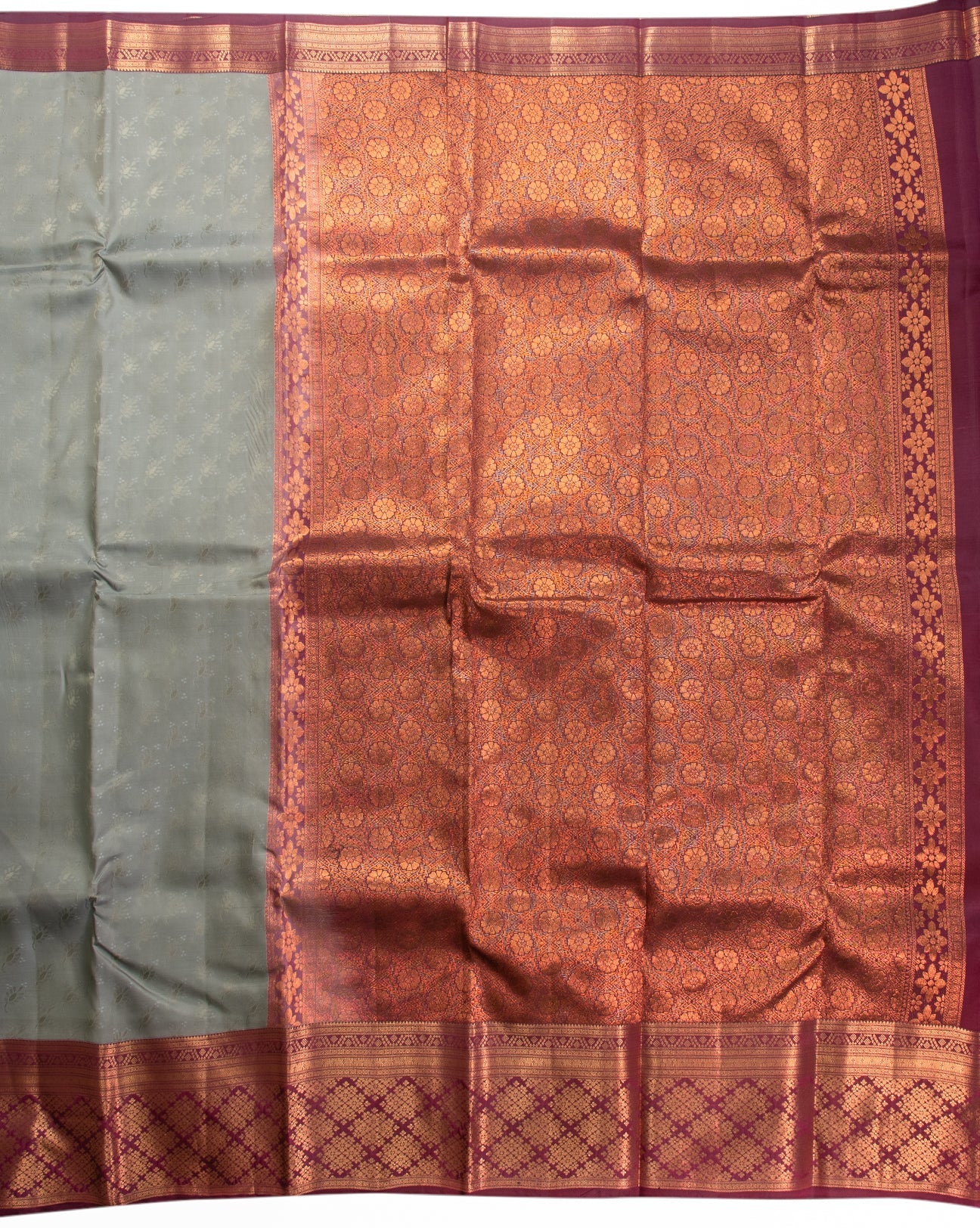 Bleach Blonde Kanchipuram Saree - swayamvara silks